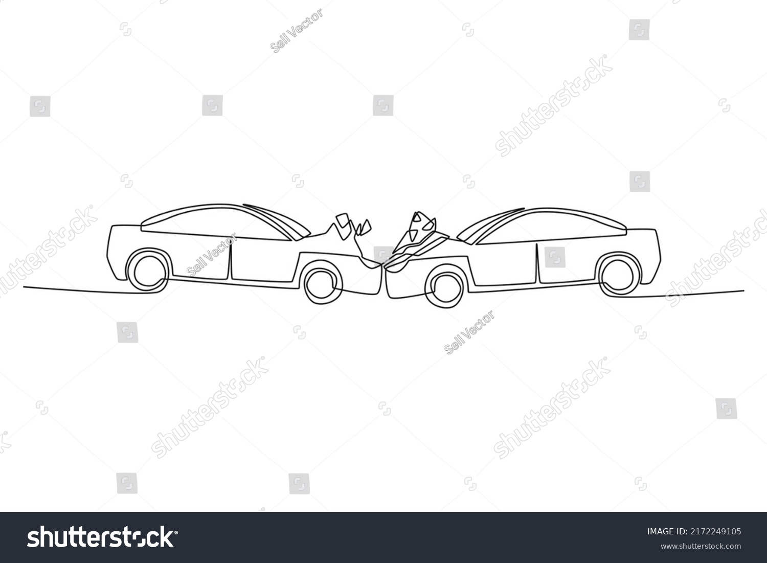 Single One Line Drawing Car Accident Stock Vector (Royalty Free ...