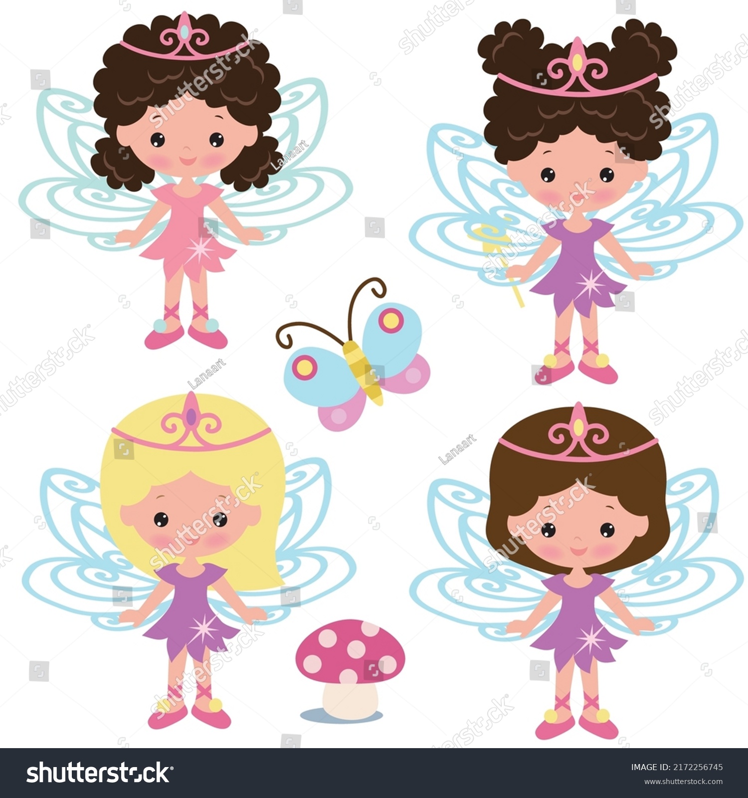 Cute Garden Fairy Girl Vector Cartoon Stock Vector (Royalty Free ...