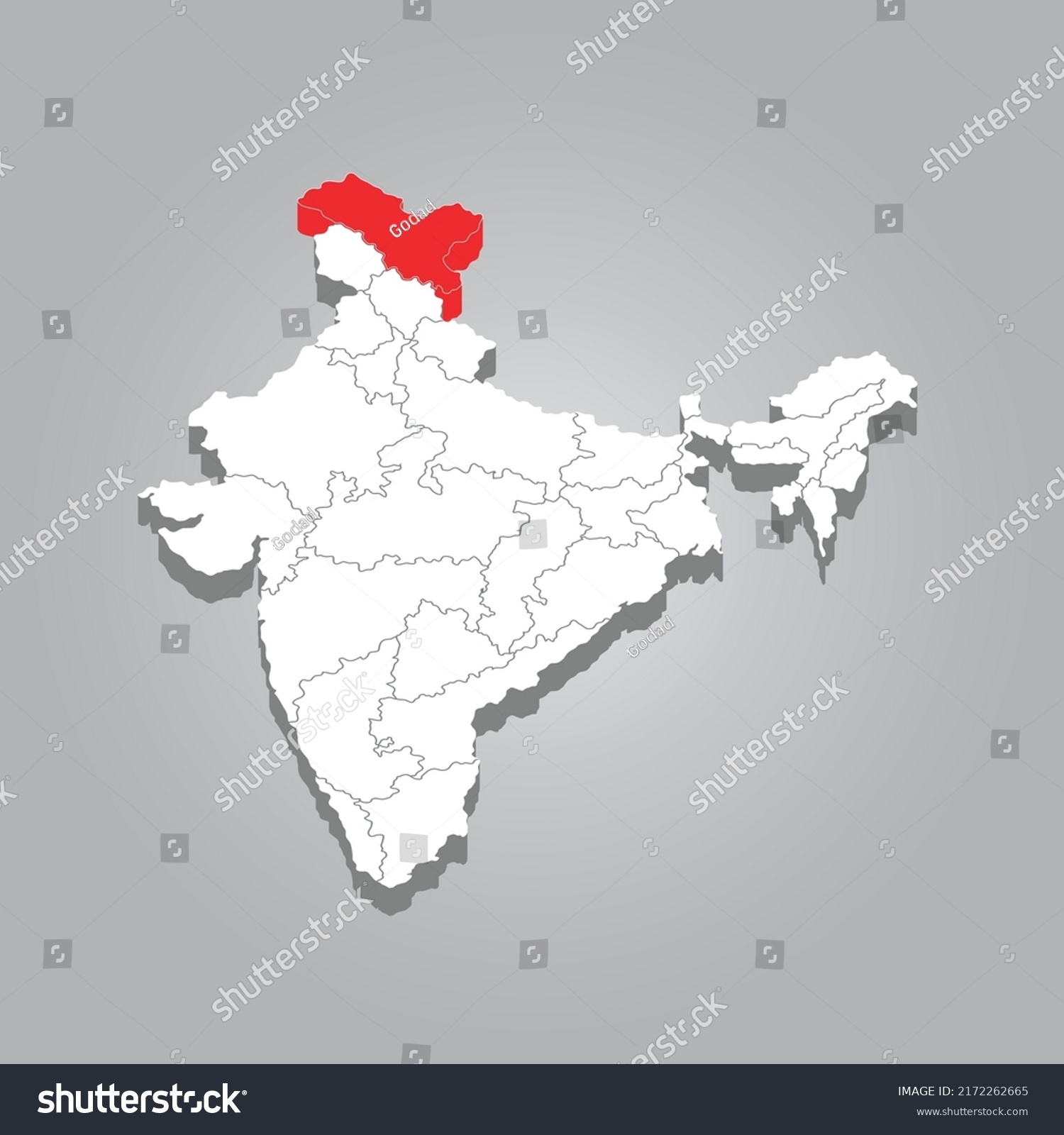 3d Map India Location State Ladakh Stock Vector (Royalty Free ...