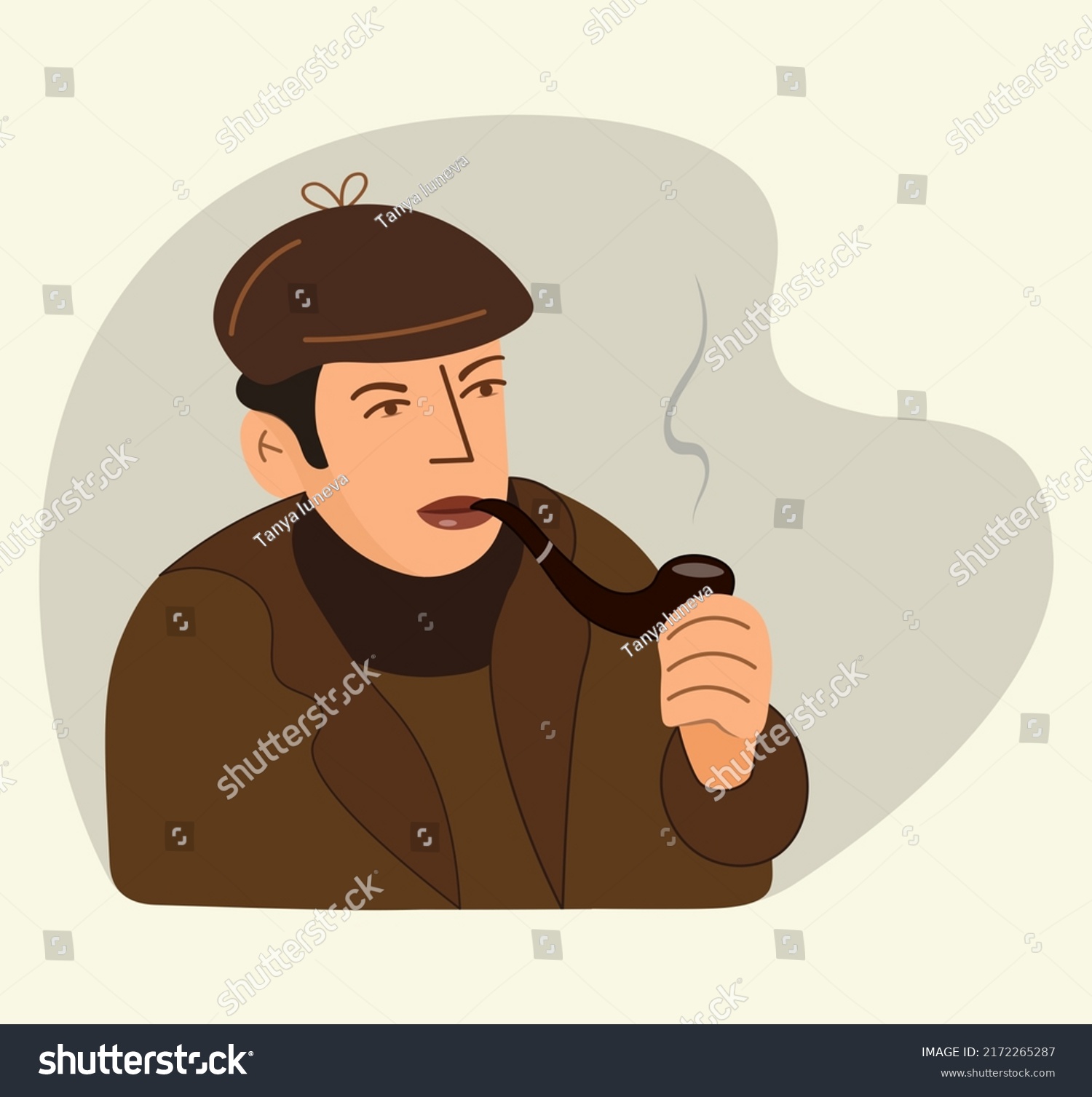 Image Sherlock Holmes Silhouette Detective Pipe Stock Vector (Royalty ...