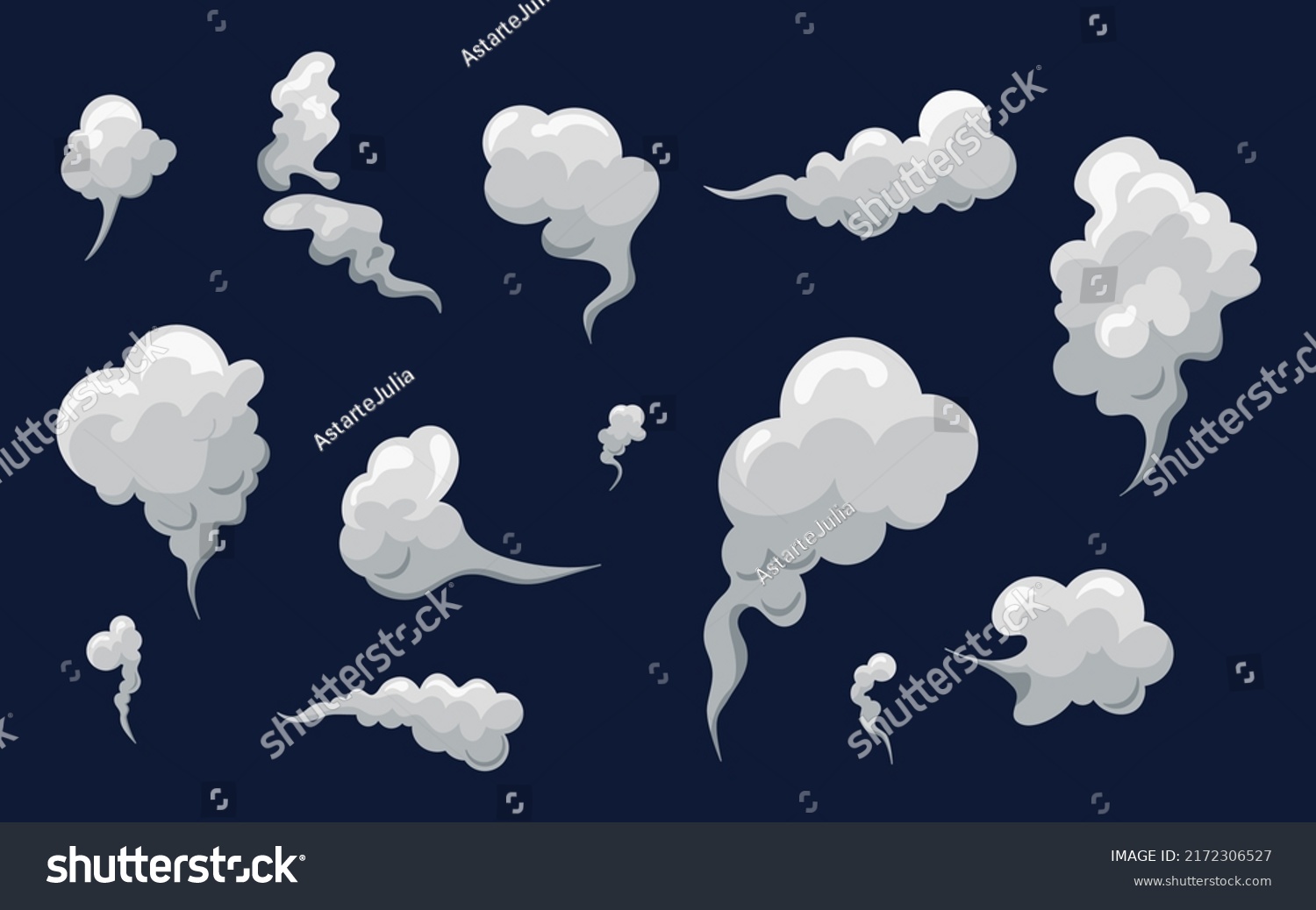 Smoke Smell Clouds Cartoon White Fog Stock Vector (Royalty Free ...