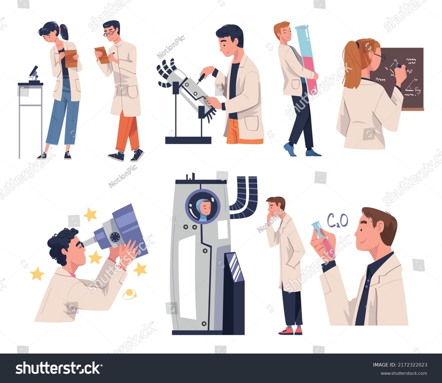 People Scientist Character Working Laboratory Engaged Stock Vector ...