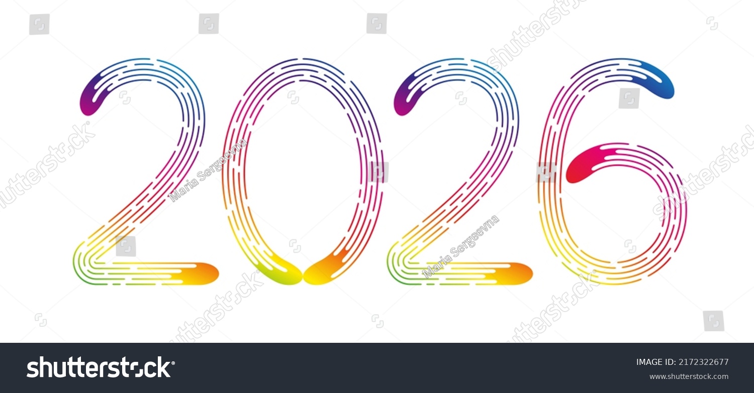 New Year 2026 Rainbow Gradient Dotted Stock Illustration 2172322677