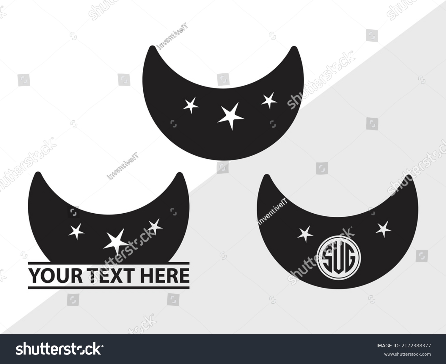 Moon Monogram Svg Printable Vector Illustration Stock Vector (Royalty ...