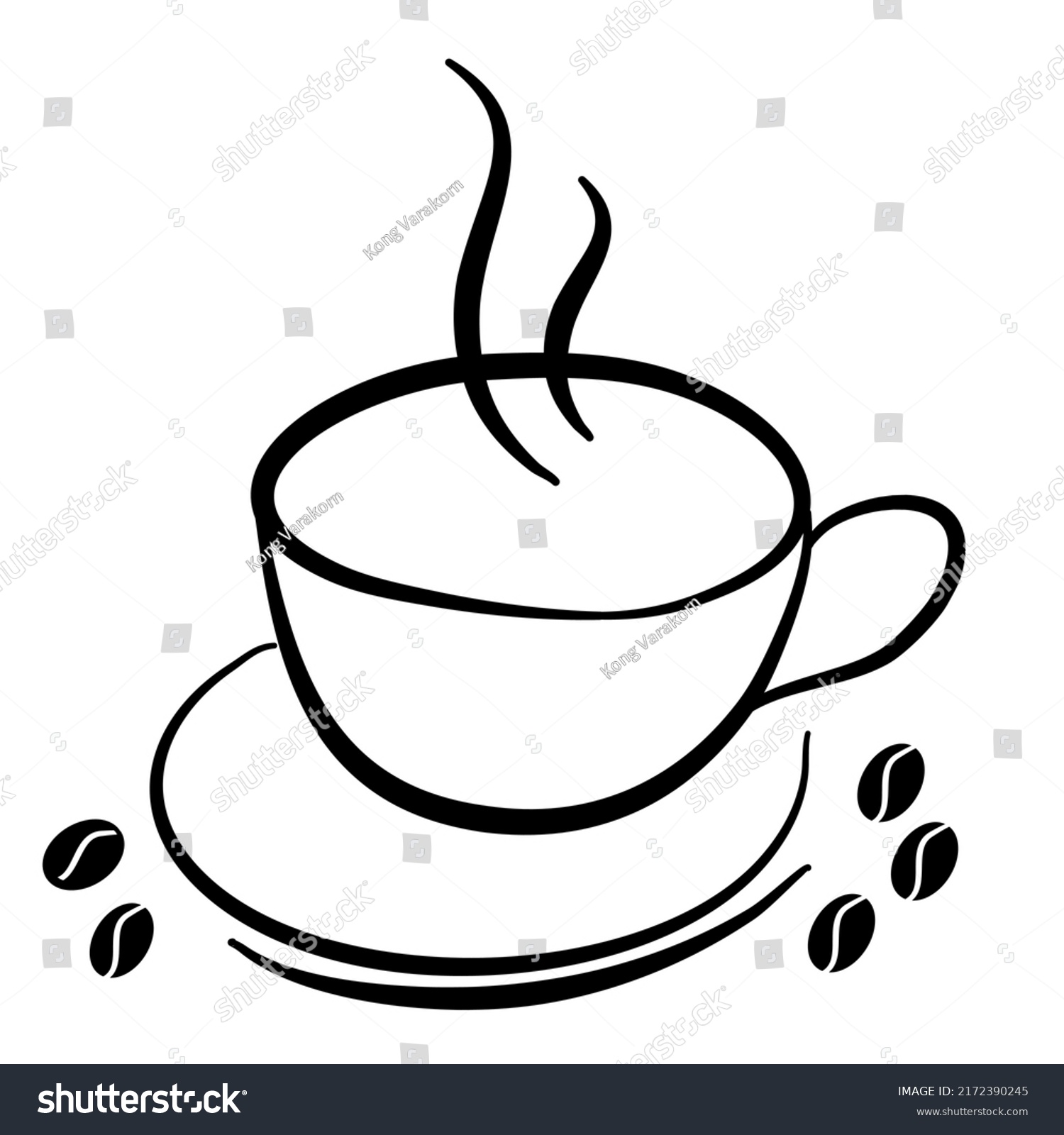 Coffee Cup Lines Coffee Beans Smoke Stock Vector (royalty Free 