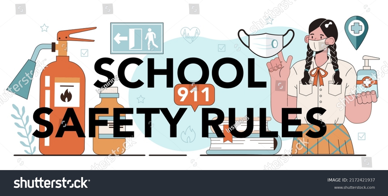 School Safety Rules Typographic Header Idea Stock Vector (Royalty Free ...