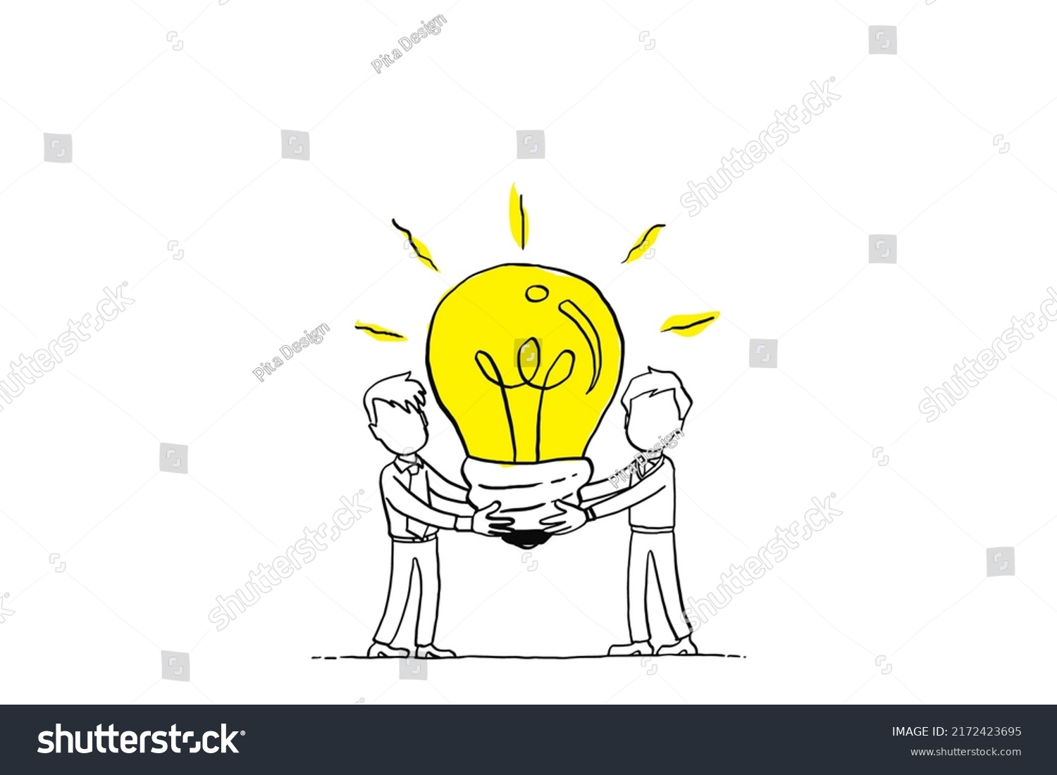 Two Person Carrying Big Light Bulb Stock Vector (Royalty Free ...