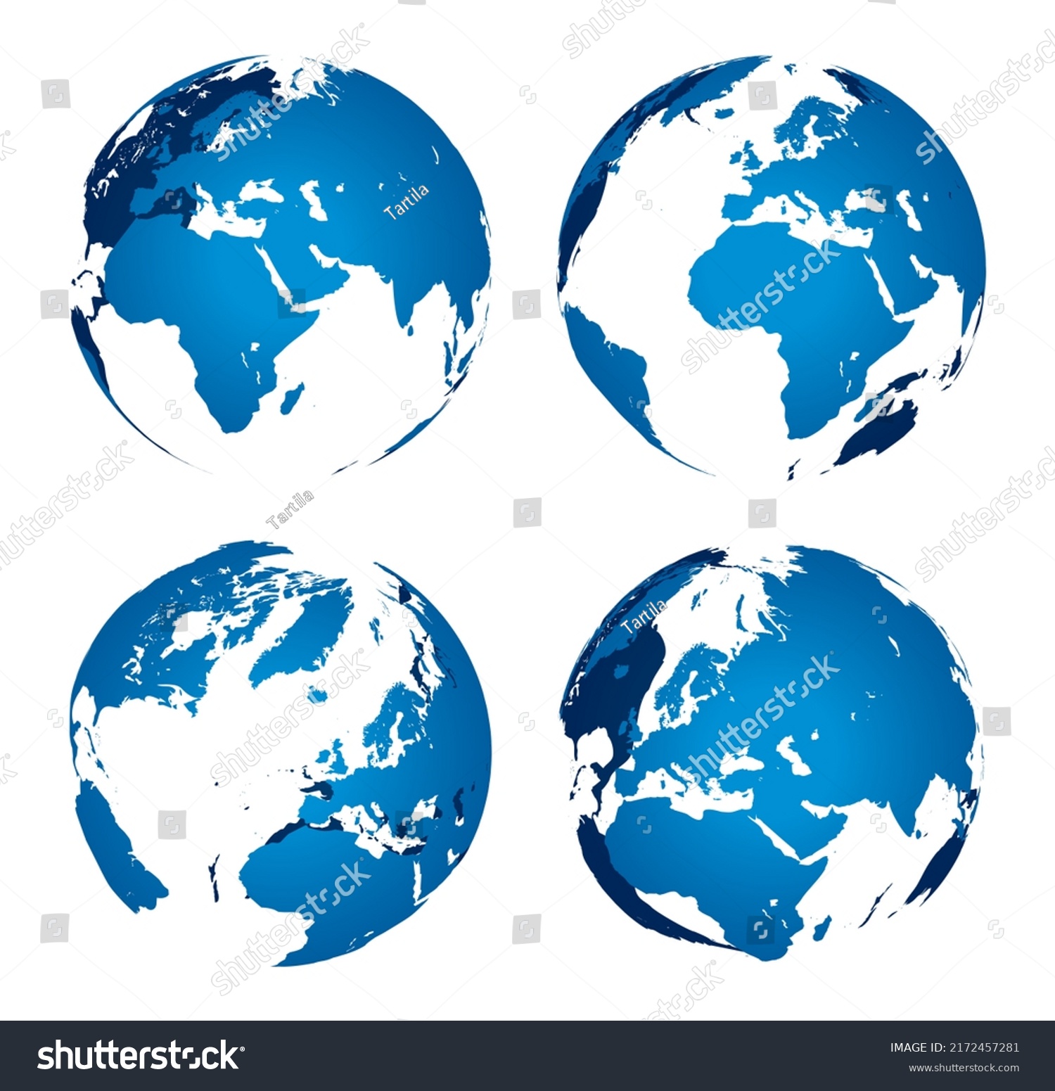 Blue Earth Globe Isolated On White Stock Illustration 2172457281 ...