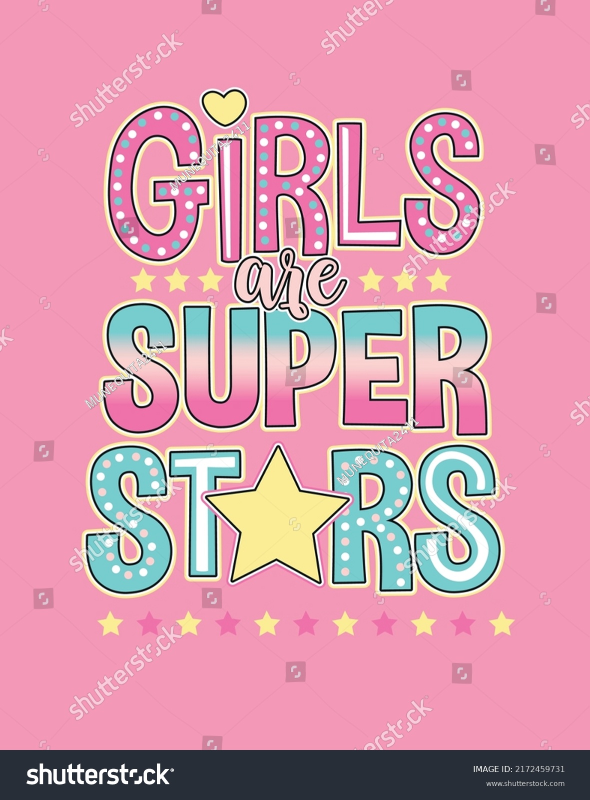 Cute Girl Super Star Love Letters Stock Vector (Royalty Free ...