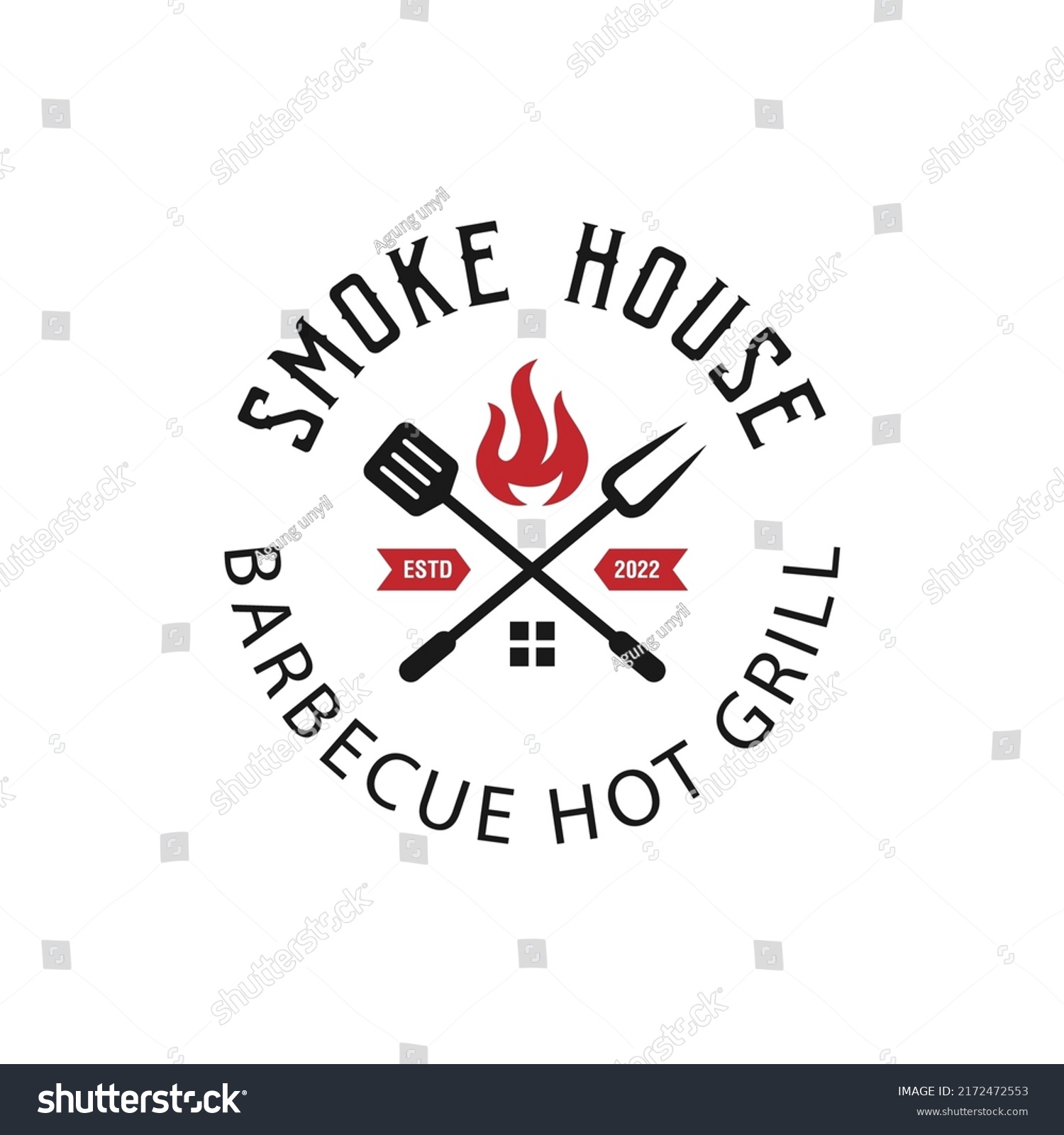 Vintage Classic Logos Smoke House Barbecue Stock Vector (Royalty Free ...