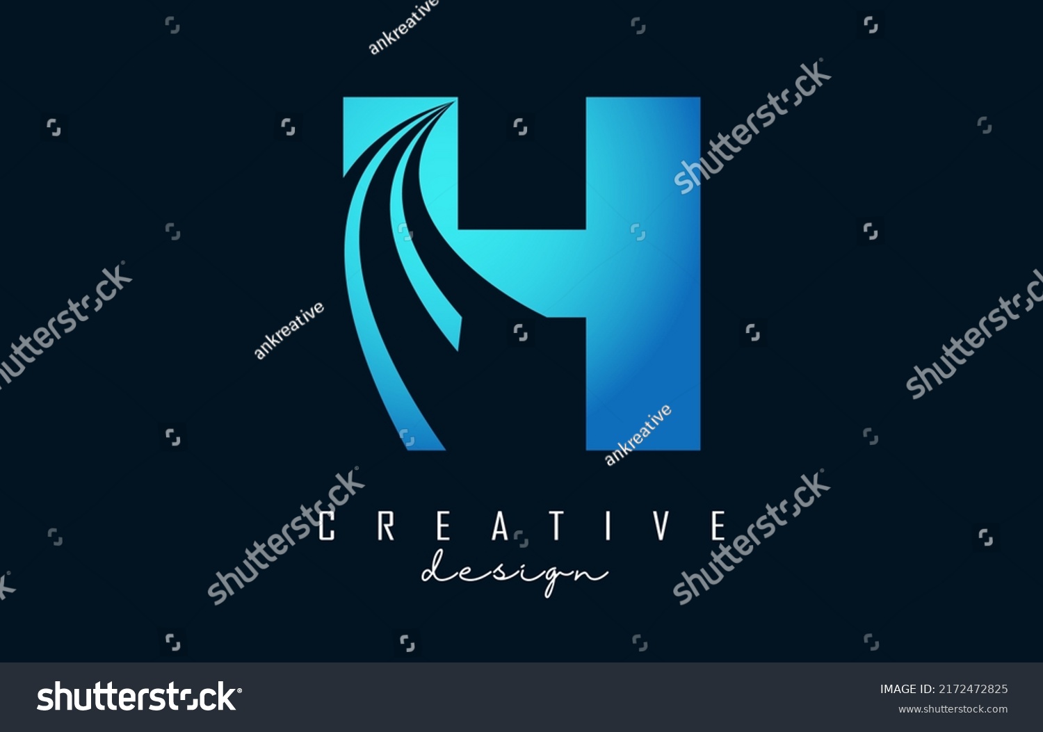 Creative Letter H Logo Leading Lines Stock Vector (Royalty Free ...