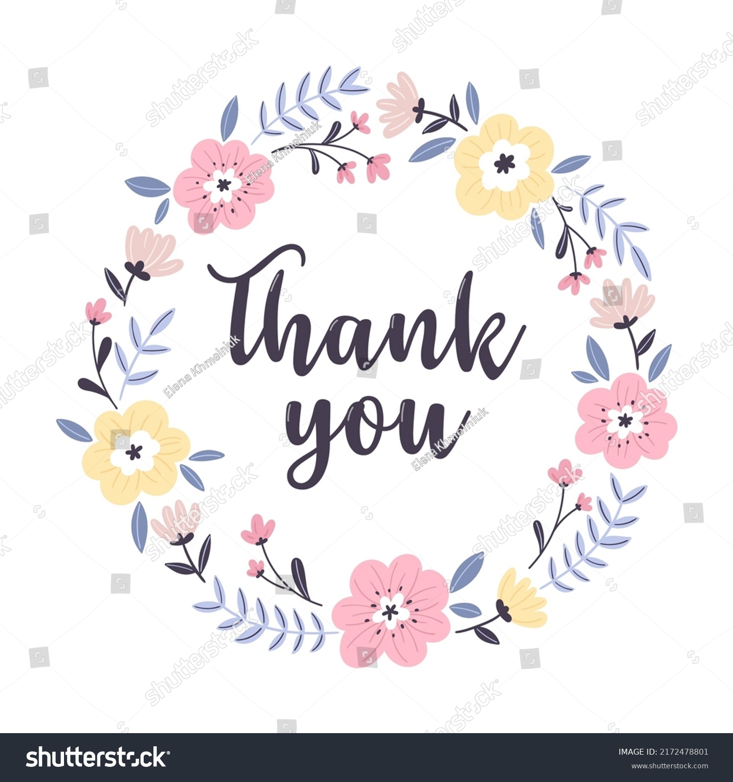 Thank You Postcard Template Frame Flowers Stock Vector (Royalty Free ...