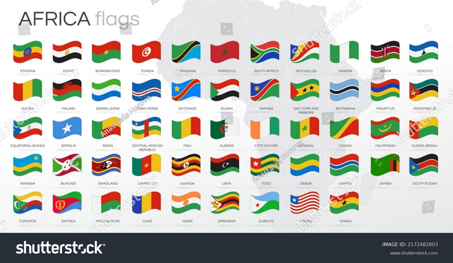 Africa Flags Set Various Designs Map Stock Vector (Royalty Free ...