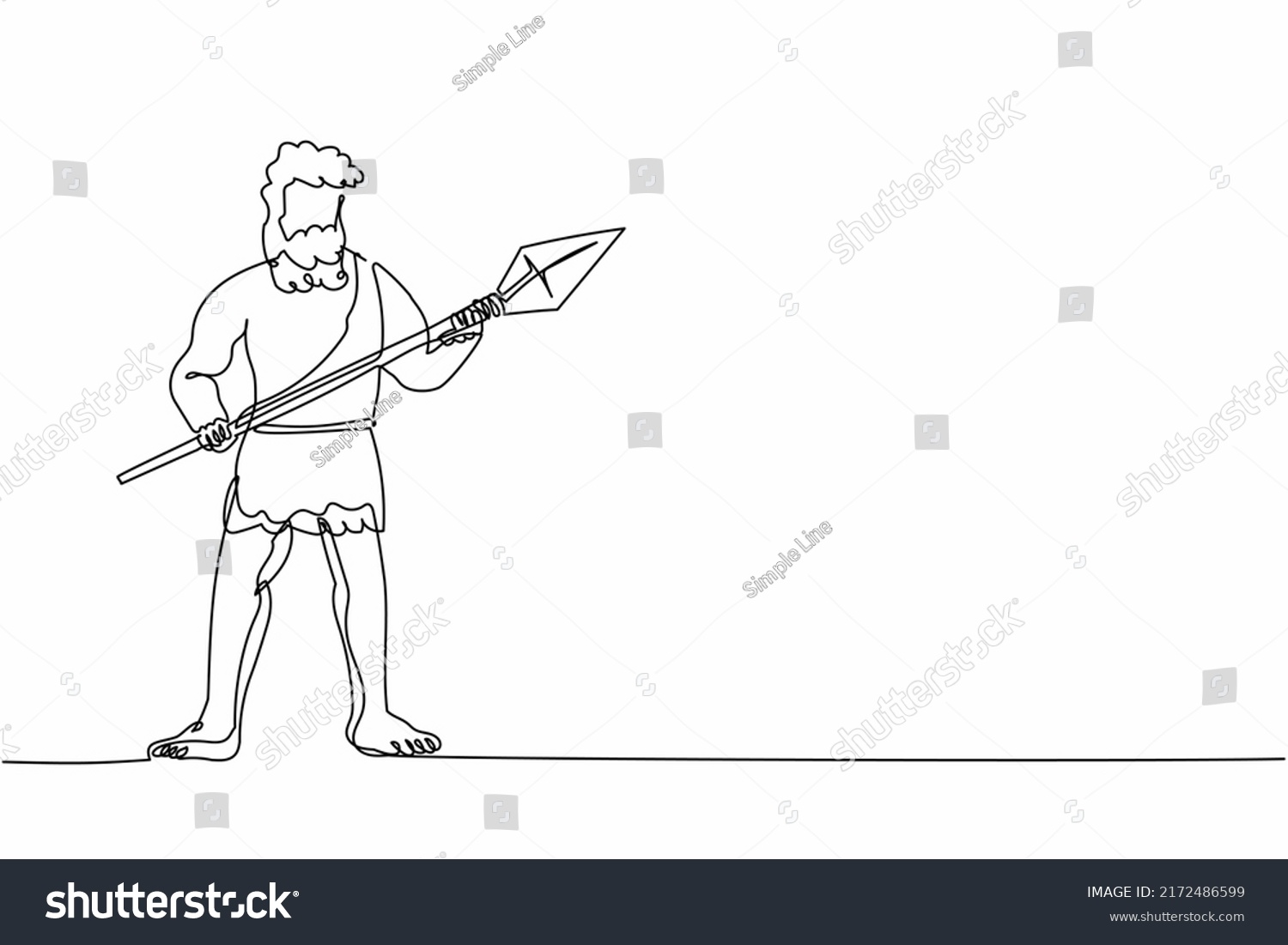 Continuous One Line Drawing Ancient Caveman Stock Vector Royalty Free   Stock Vector Continuous One Line Drawing Ancient Caveman Or Homosapien Hunter Standing And Holding Big Stone 2172486599 