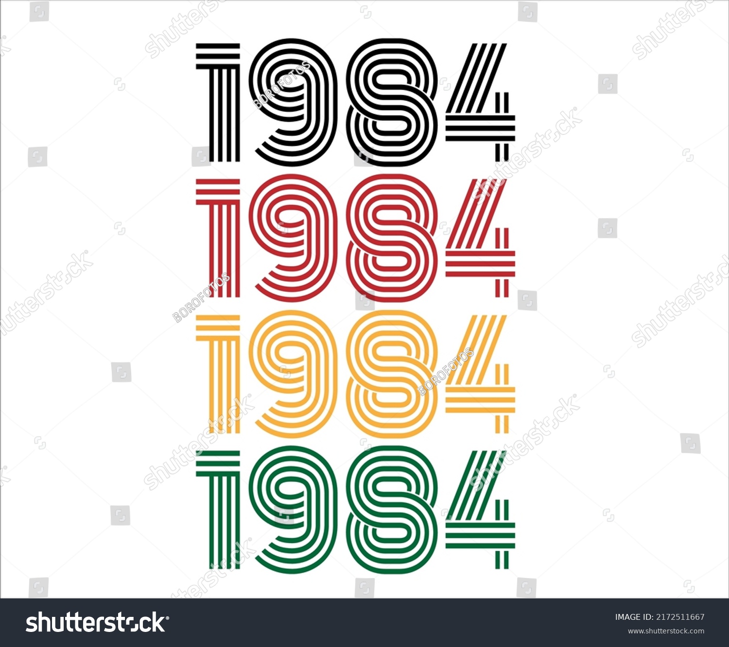 Year 1984 Retro Font Vector Year Stock Vector (royalty Free) 2172511667 