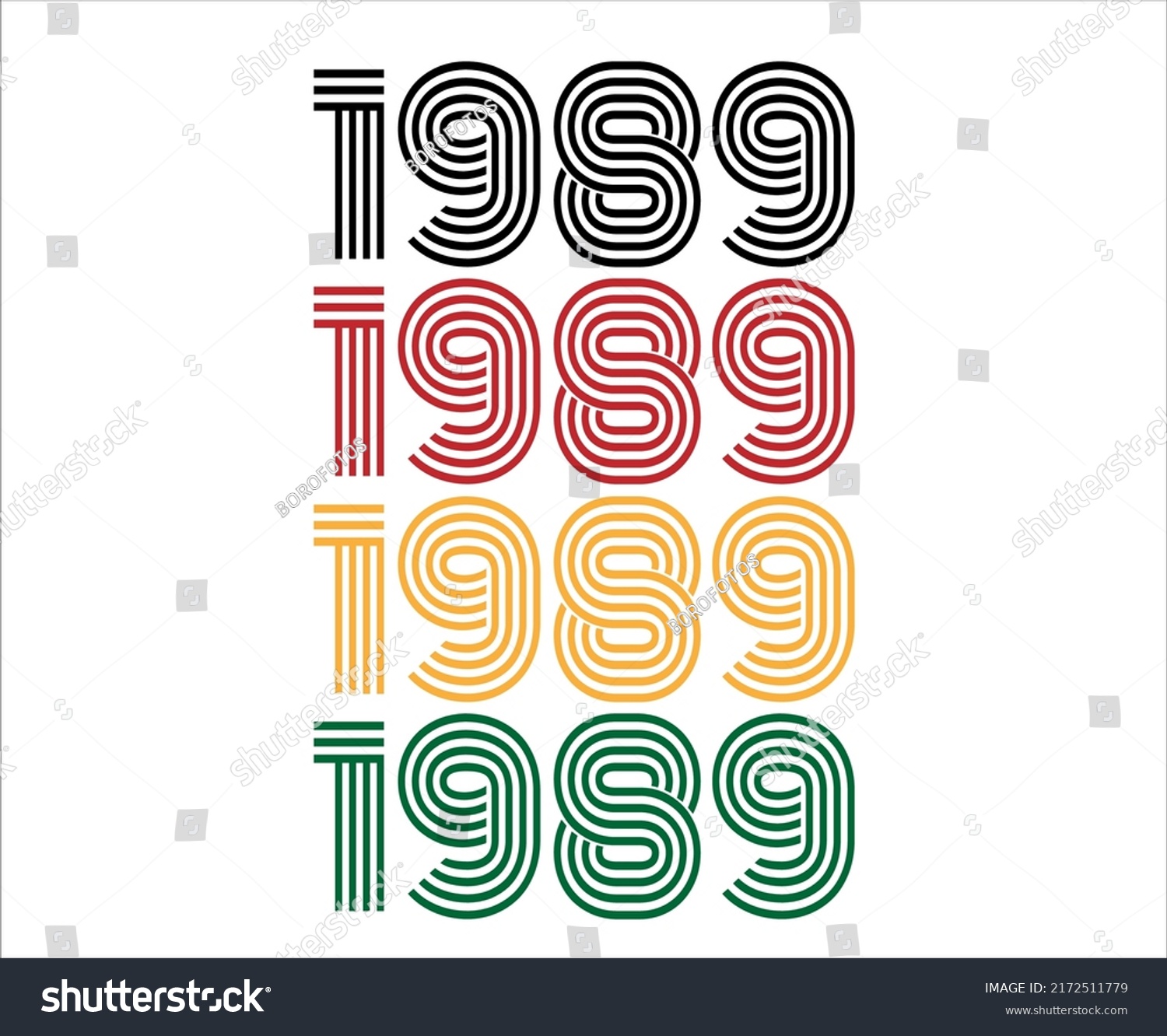 Year 1989 Retro Font Vector Year Stock Vector (Royalty Free) 2172511779 ...