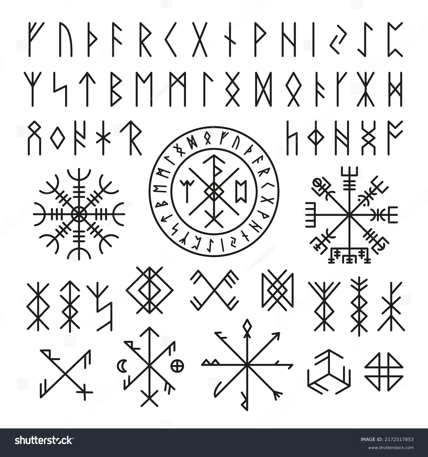 Futhark Viking Norse Runic Design Icons Stock Vector (Royalty Free ...