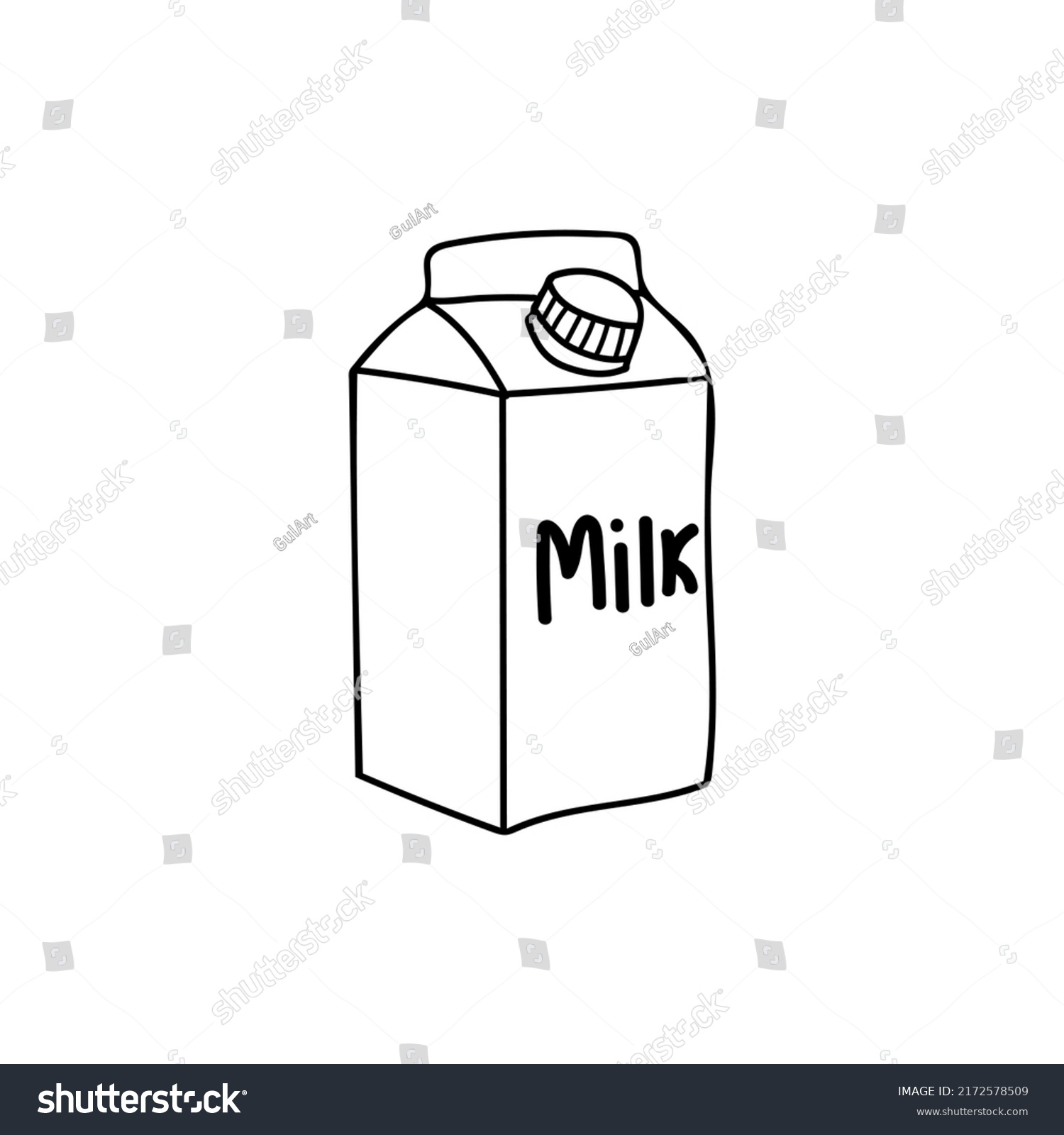 Doodle Milk Container Illustration Vector Hand Stock Vector (Royalty ...