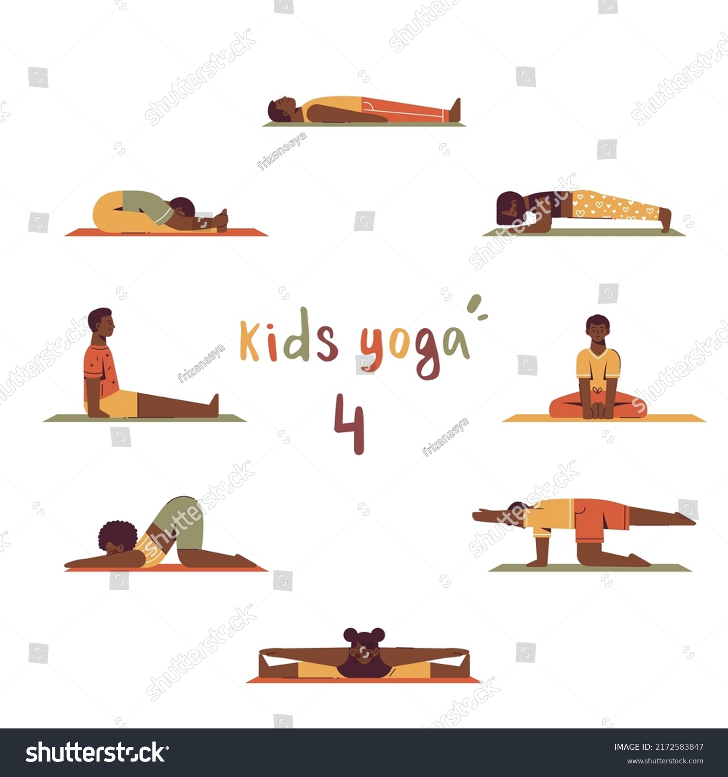 Kids Yoga Set Gymnastics Children Healthy Stock Vector (Royalty Free ...