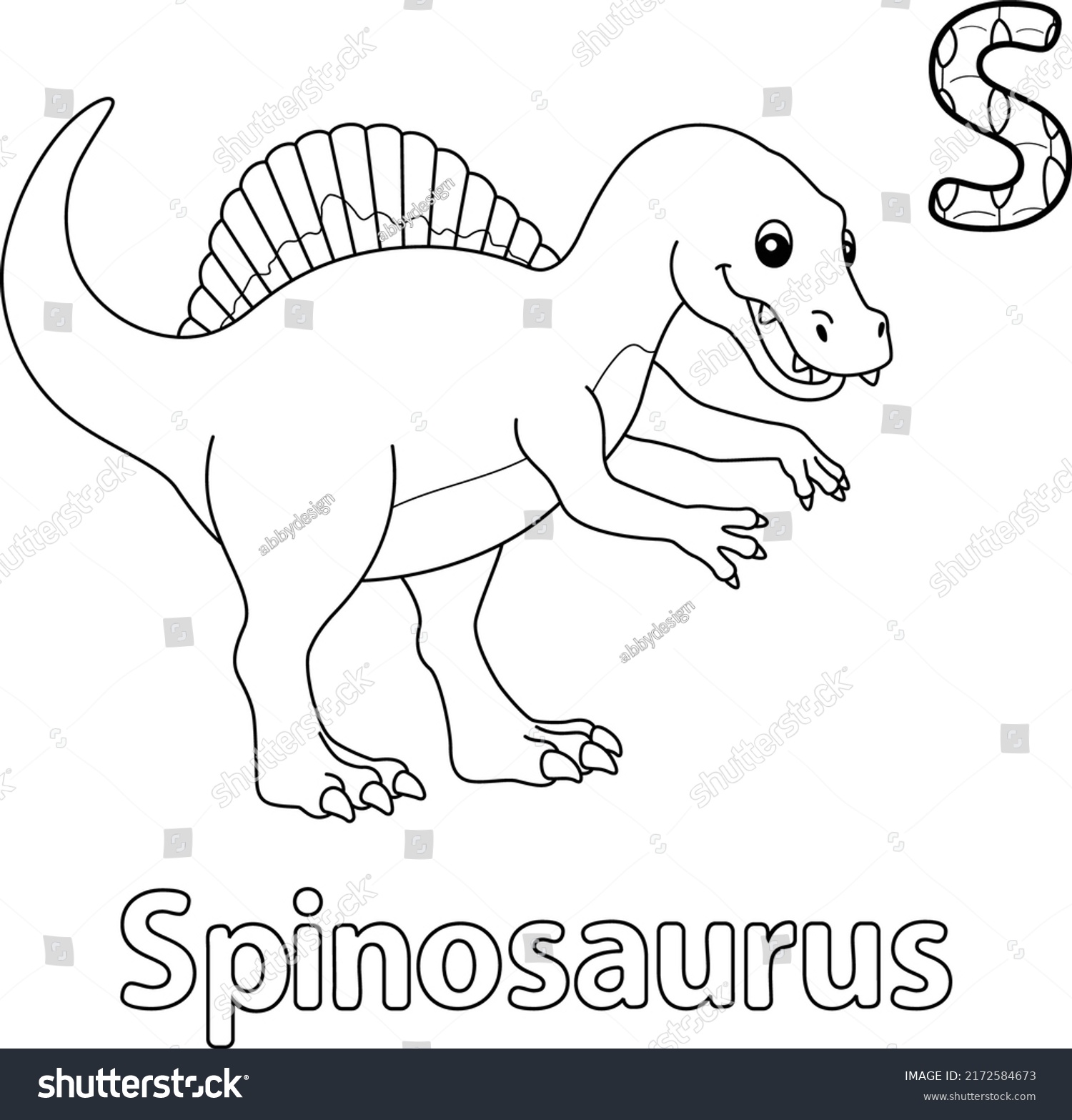 Spinosaurus Alphabet Dinosaur Abc Coloring Page Stock Vector (Royalty ...