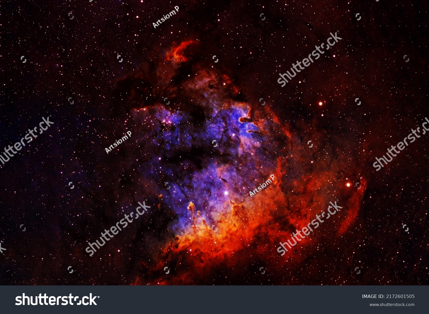 Red Beautiful Space Nebula Elements This Stock Photo 2172601505 ...