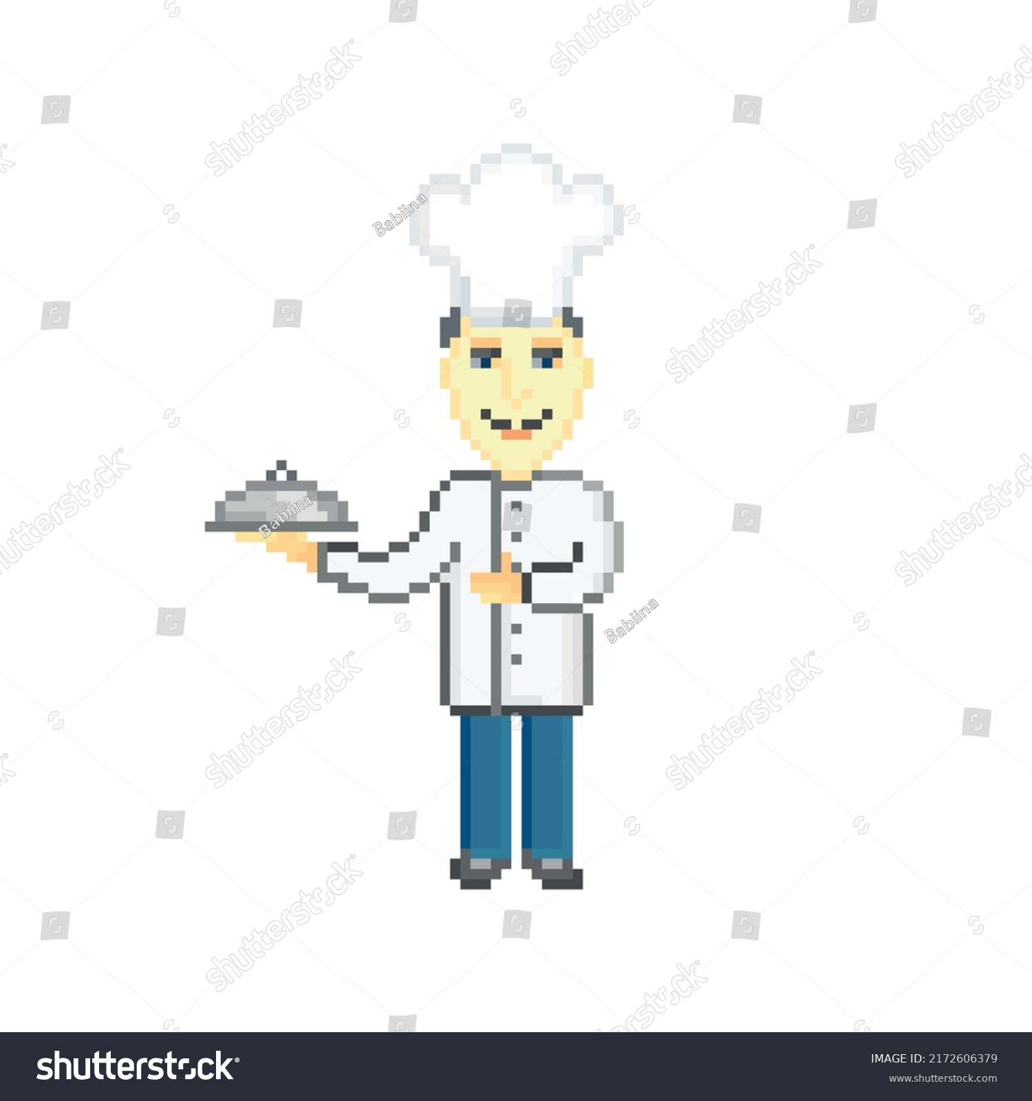 Chef Isolated On White Background Pixel Stock Vector (Royalty Free ...