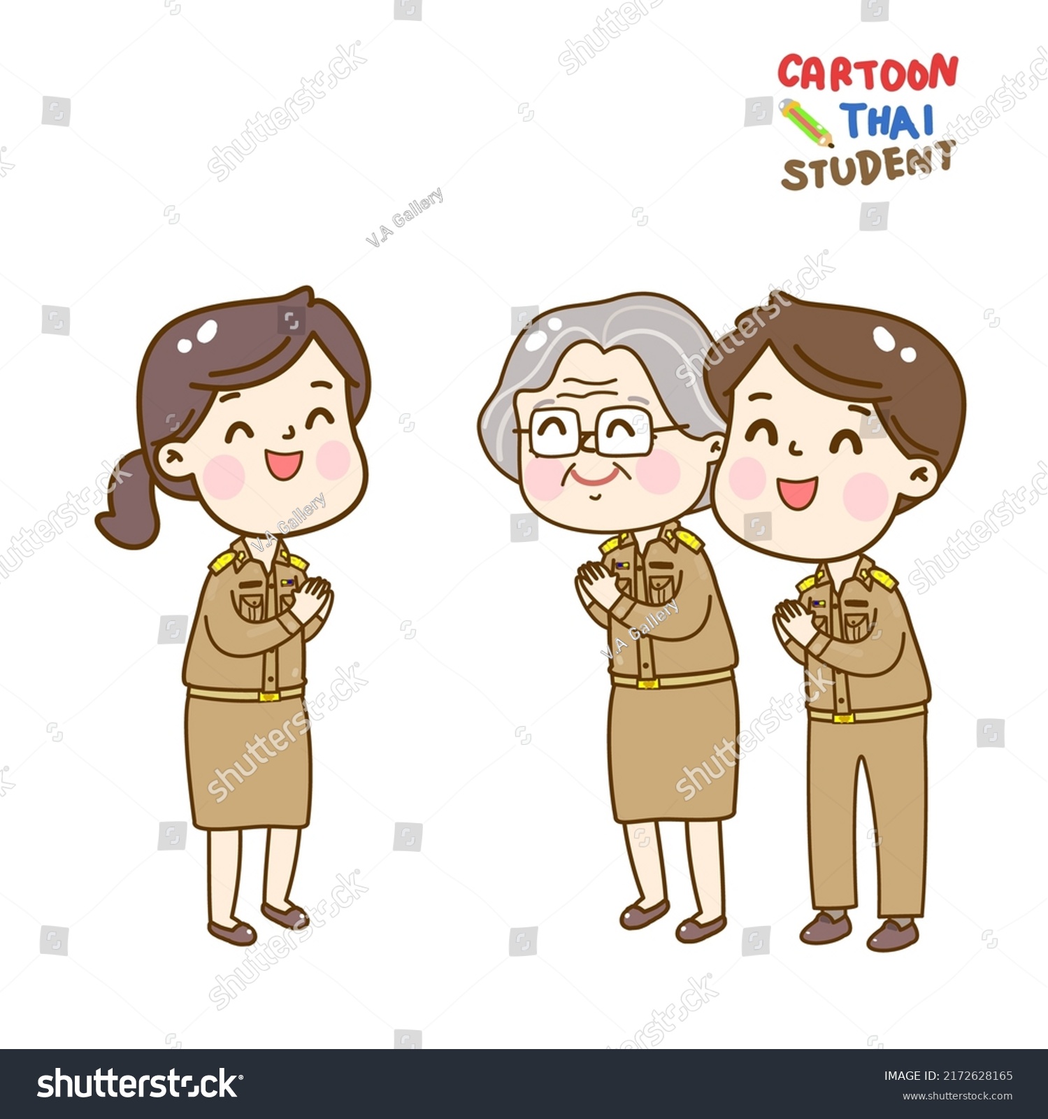 Cartoon Cute Thai Students Character Stock Vector (Royalty Free ...