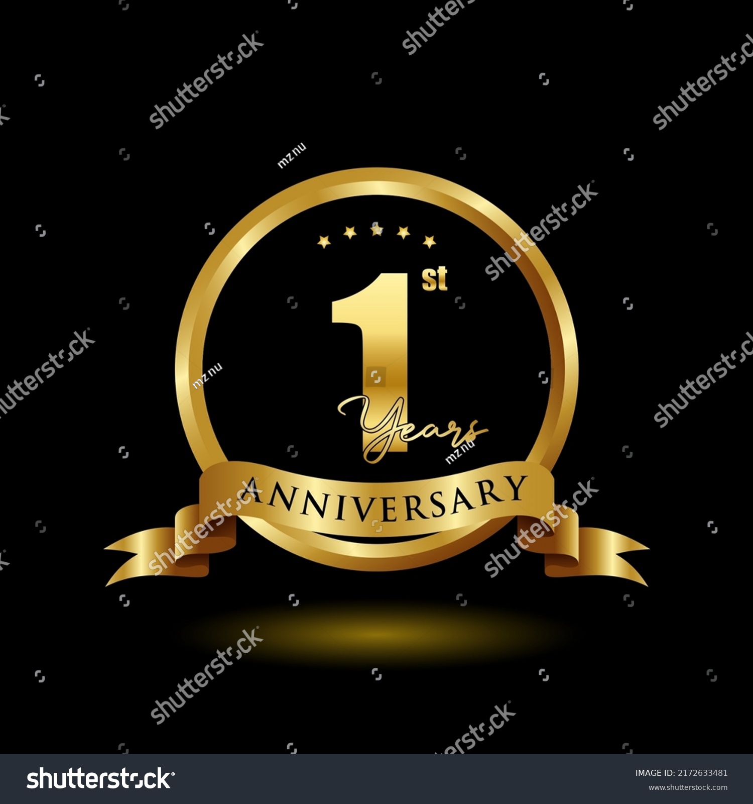 1 Year Anniversary Logo Golden Ring Stock Vector (Royalty Free ...