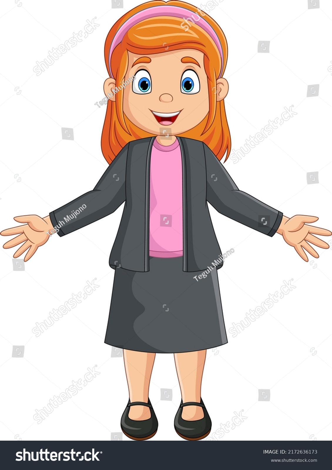 Cute Female Teacher Cartoon Presenting Stock Vector (Royalty Free ...