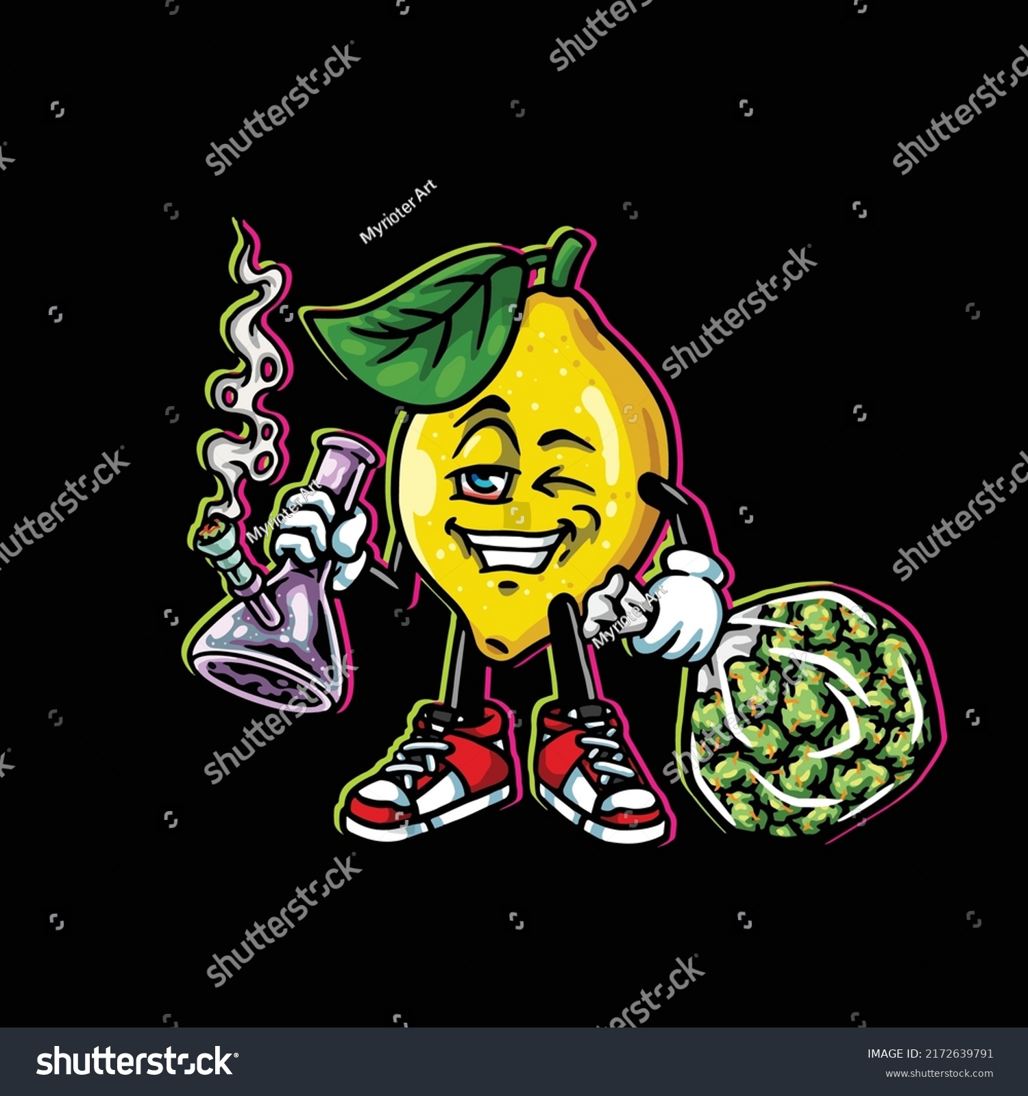 Lemon Fruit Vector Smoking Bong Blunt Stock Vector (Royalty Free ...