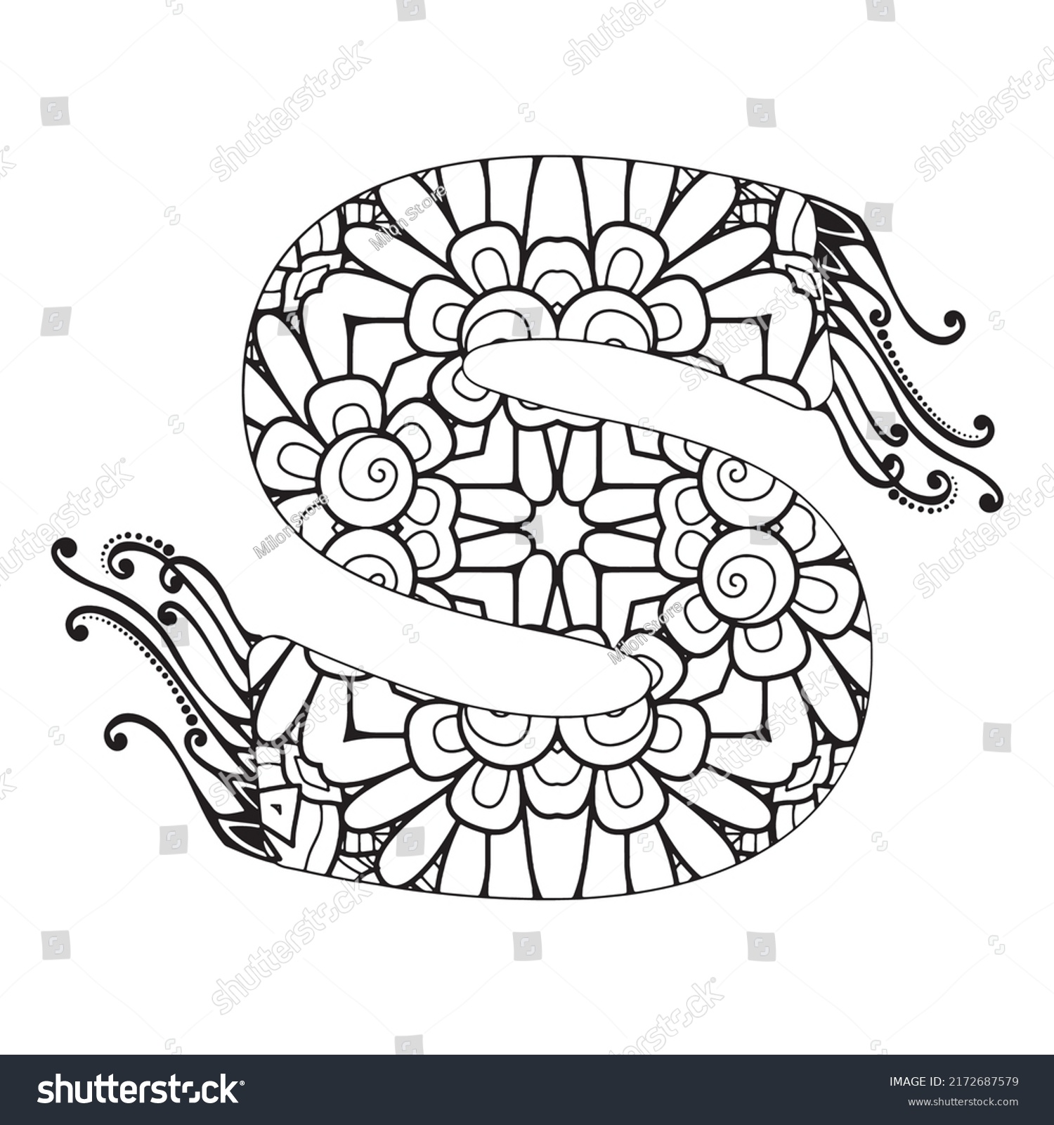 Zentangle Stylized Alphabet Mandala Letter Vector Stock Vector (Royalty ...