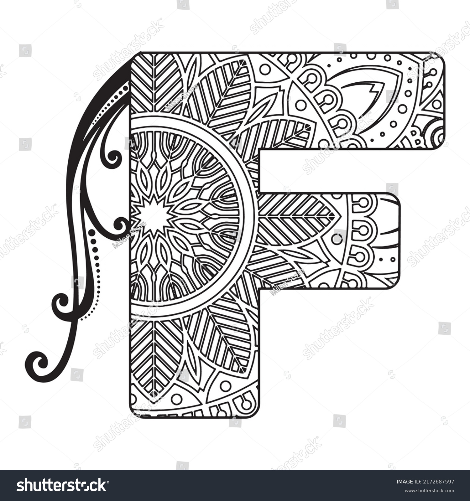 Zentangle Stylized Alphabet Mandala Letter Vector Stock Vector (Royalty ...