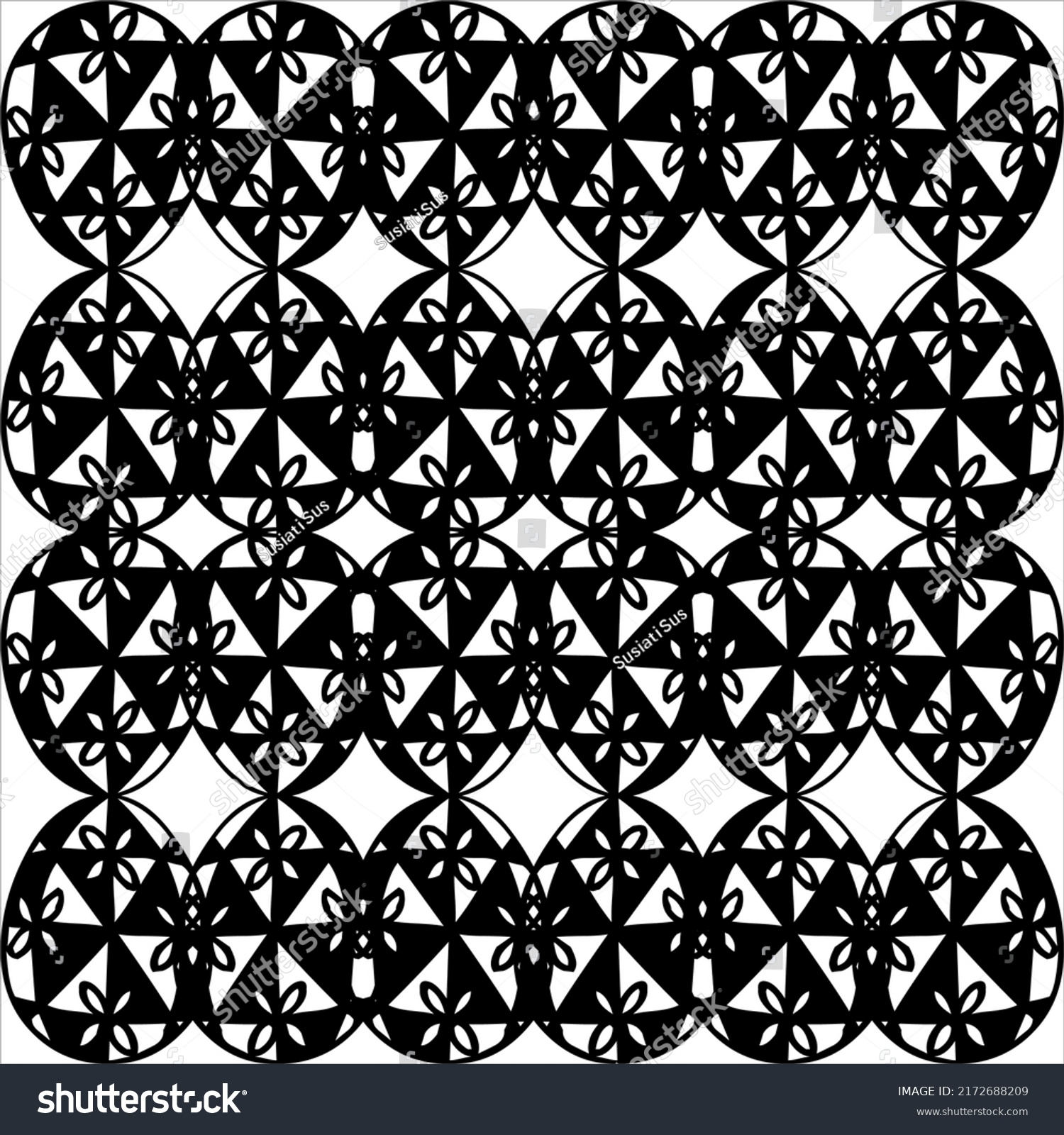 Vector Image Batik Art Pattern Black Stock Vector (Royalty Free ...