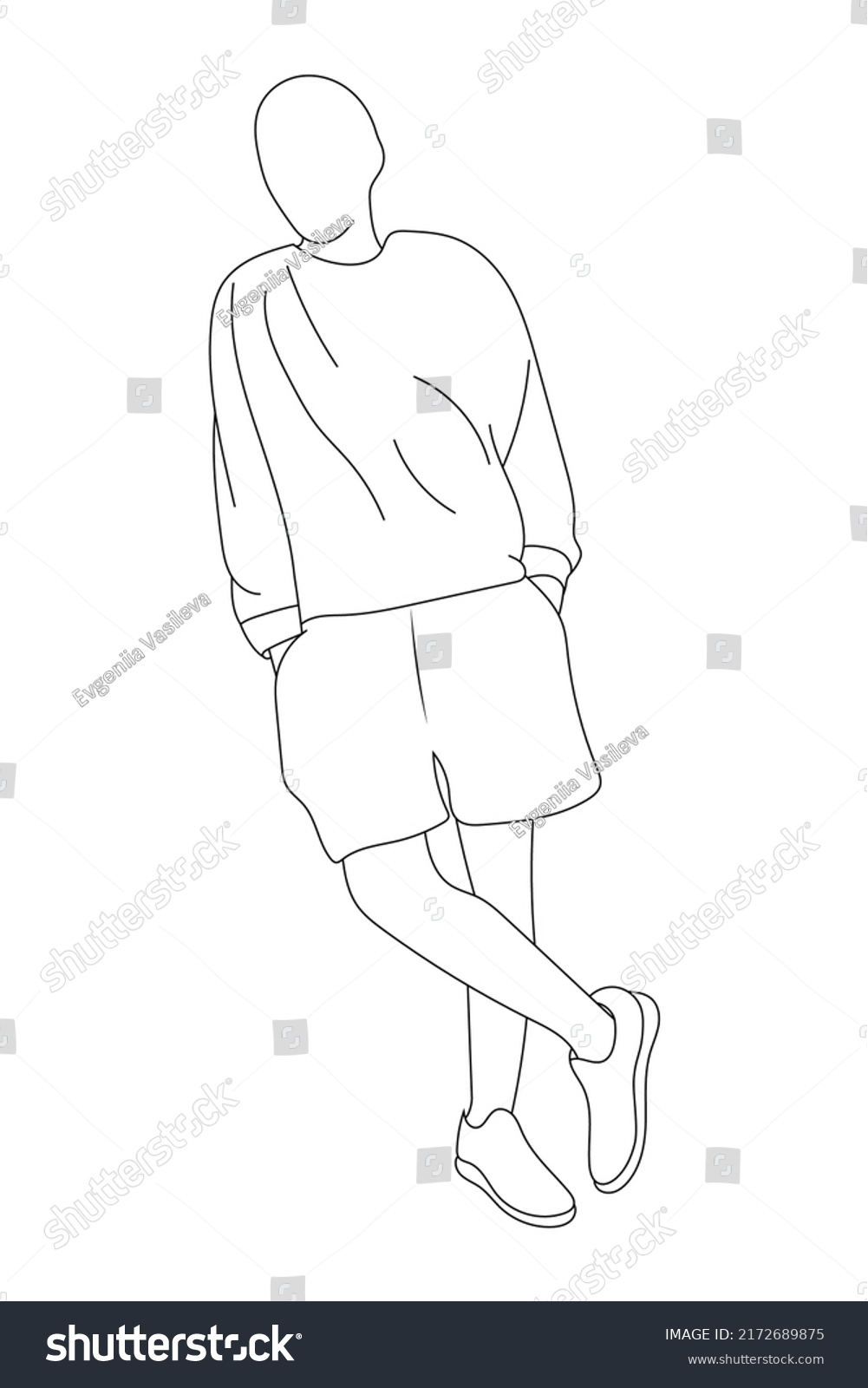 Man Leaning On Wall Sketch Vector Stock Vector (royalty Free 