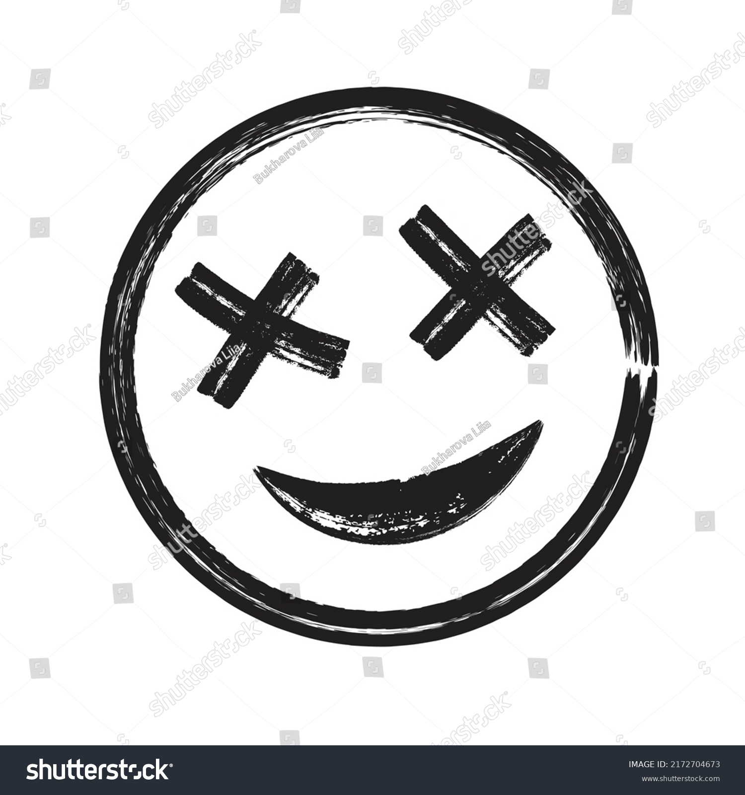 Grunge Hand Drawn Smiling Face Emoticon Stock Vector (Royalty Free ...