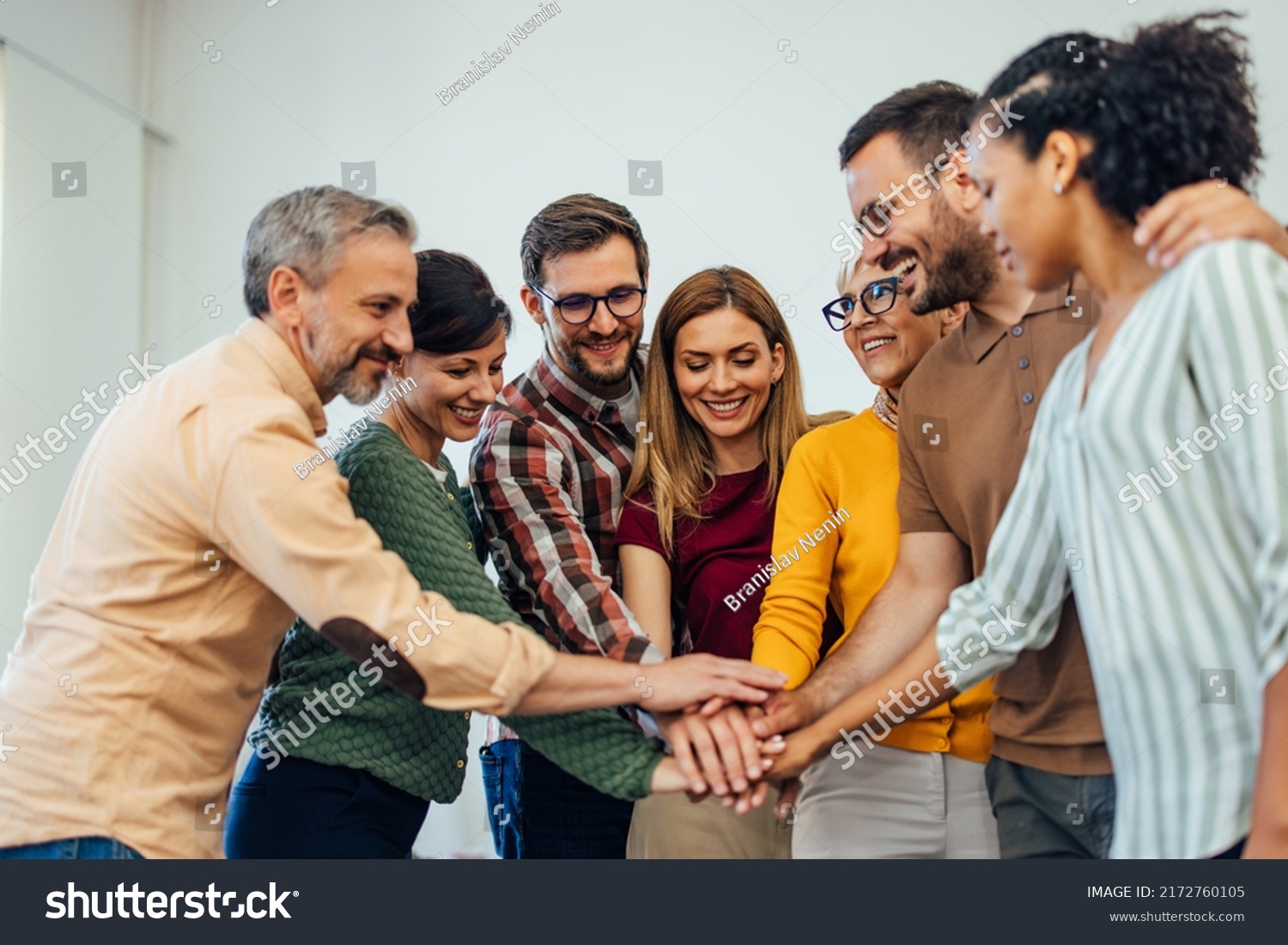 Happy People Finished Group Therapy Standing Stock Photo 2172760105 ...