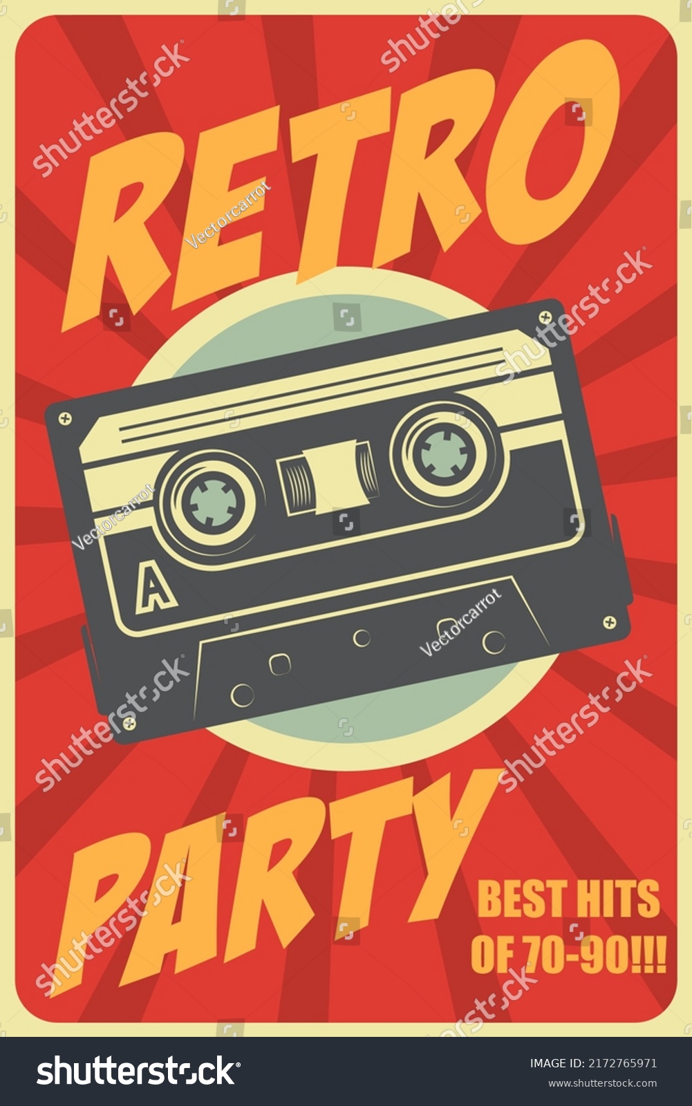 Retro Party Poster Template Retro Style Stock Vector (Royalty Free ...