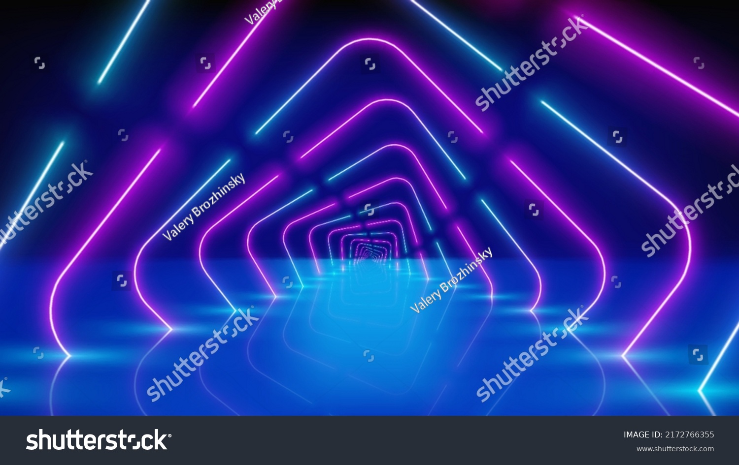 Glowing Neon Lines Tunnel Led Arcade Stock Vector (Royalty Free ...