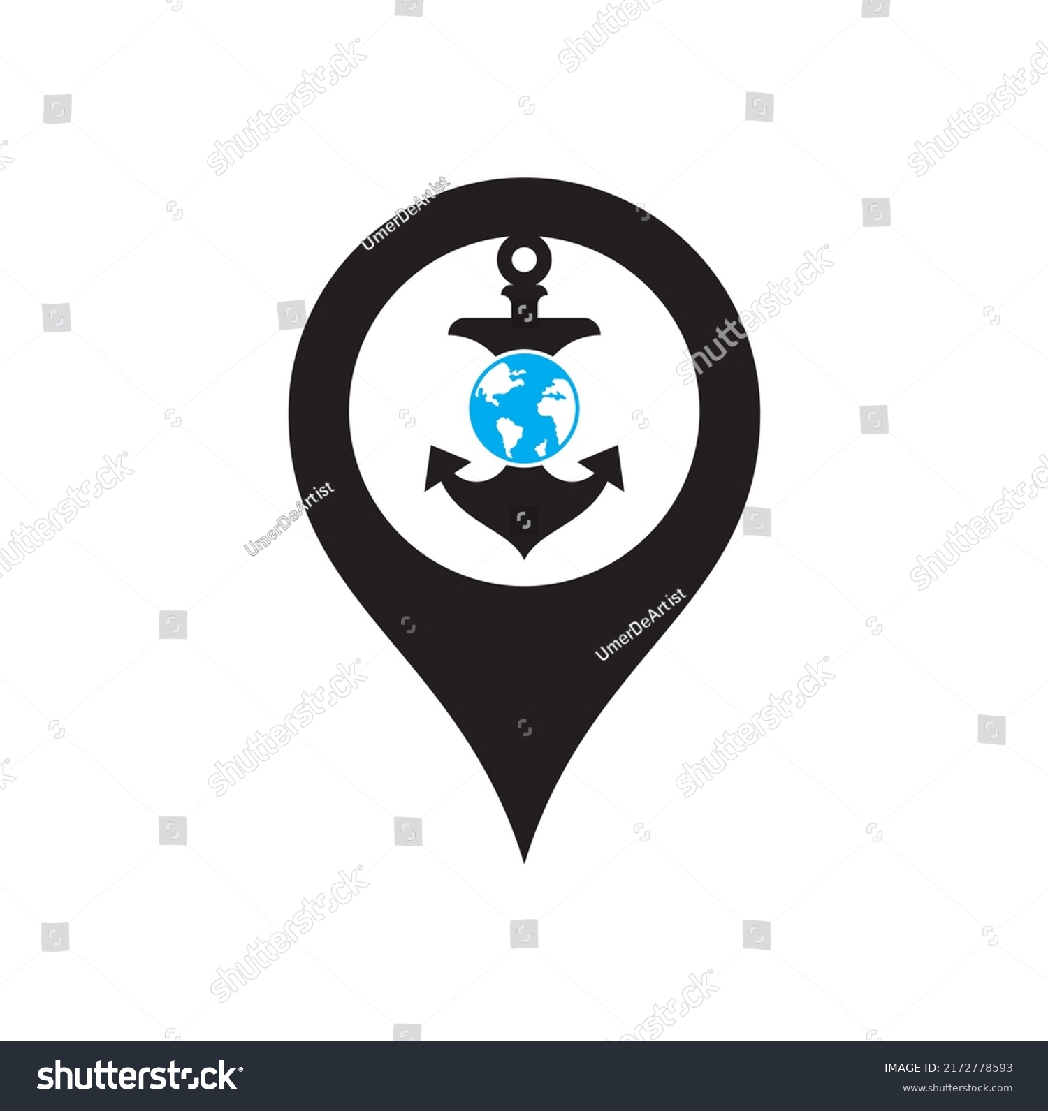 Anchor Globe Gps Shape Concept Logo Stock Vector Royalty Free