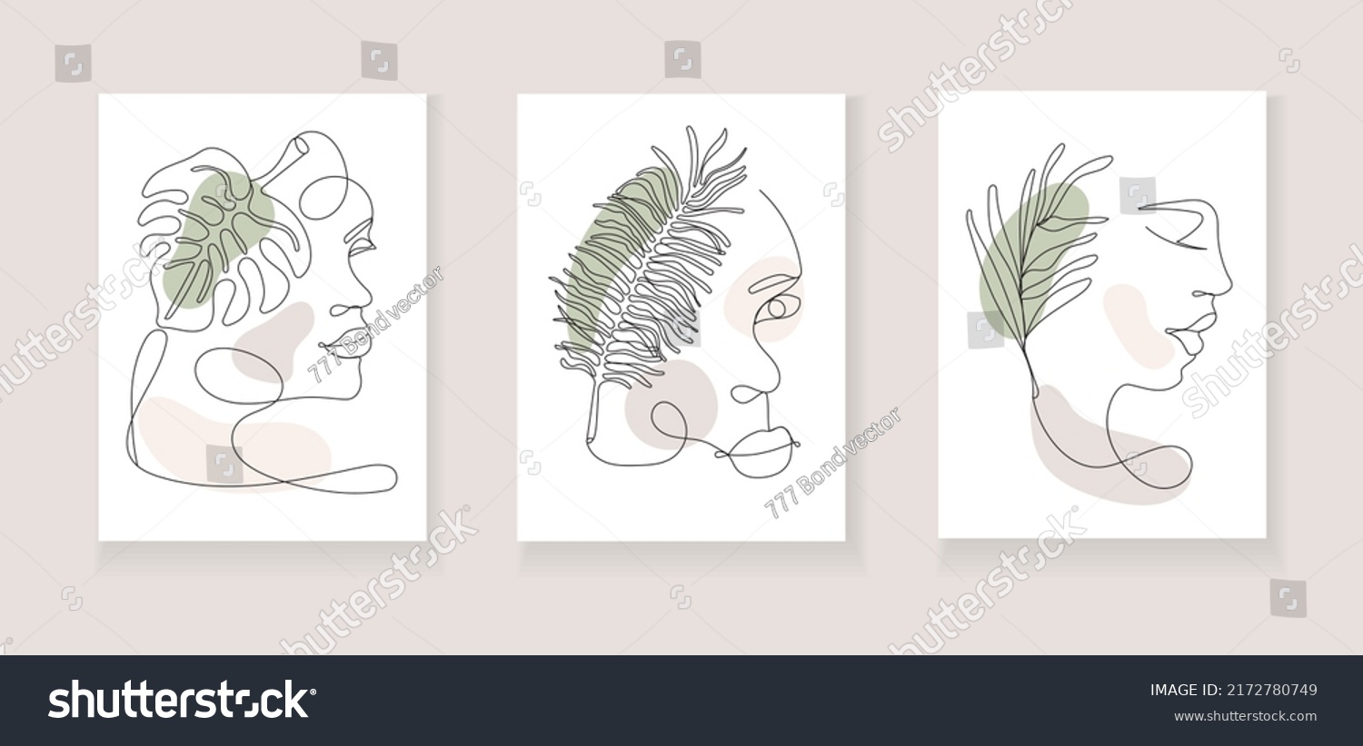 Boho Women Face Vector Surreal Portrait Stock Vector Royalty Free Shutterstock