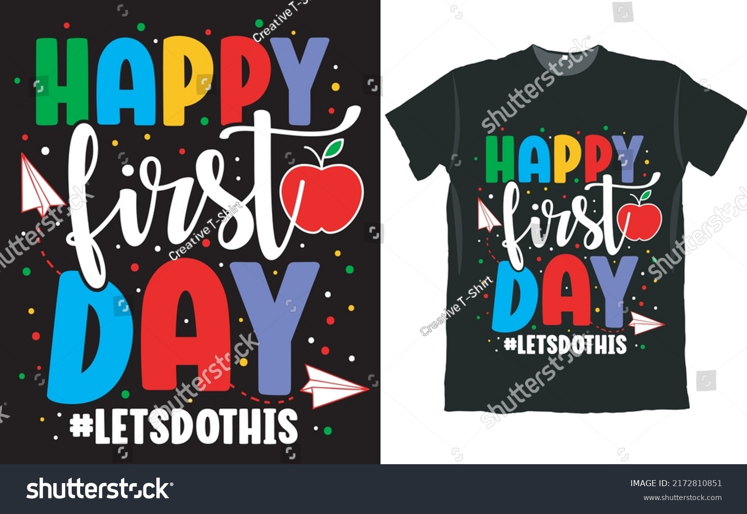 Happy First Day Back School T Stock Vector (Royalty Free) 2172810851