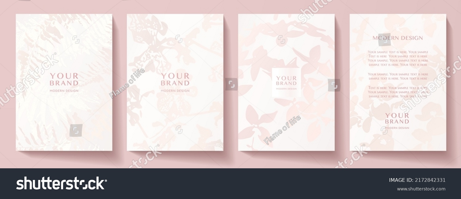 Floral Cover Design Set Abstract Pink Stock Vector (royalty Free 