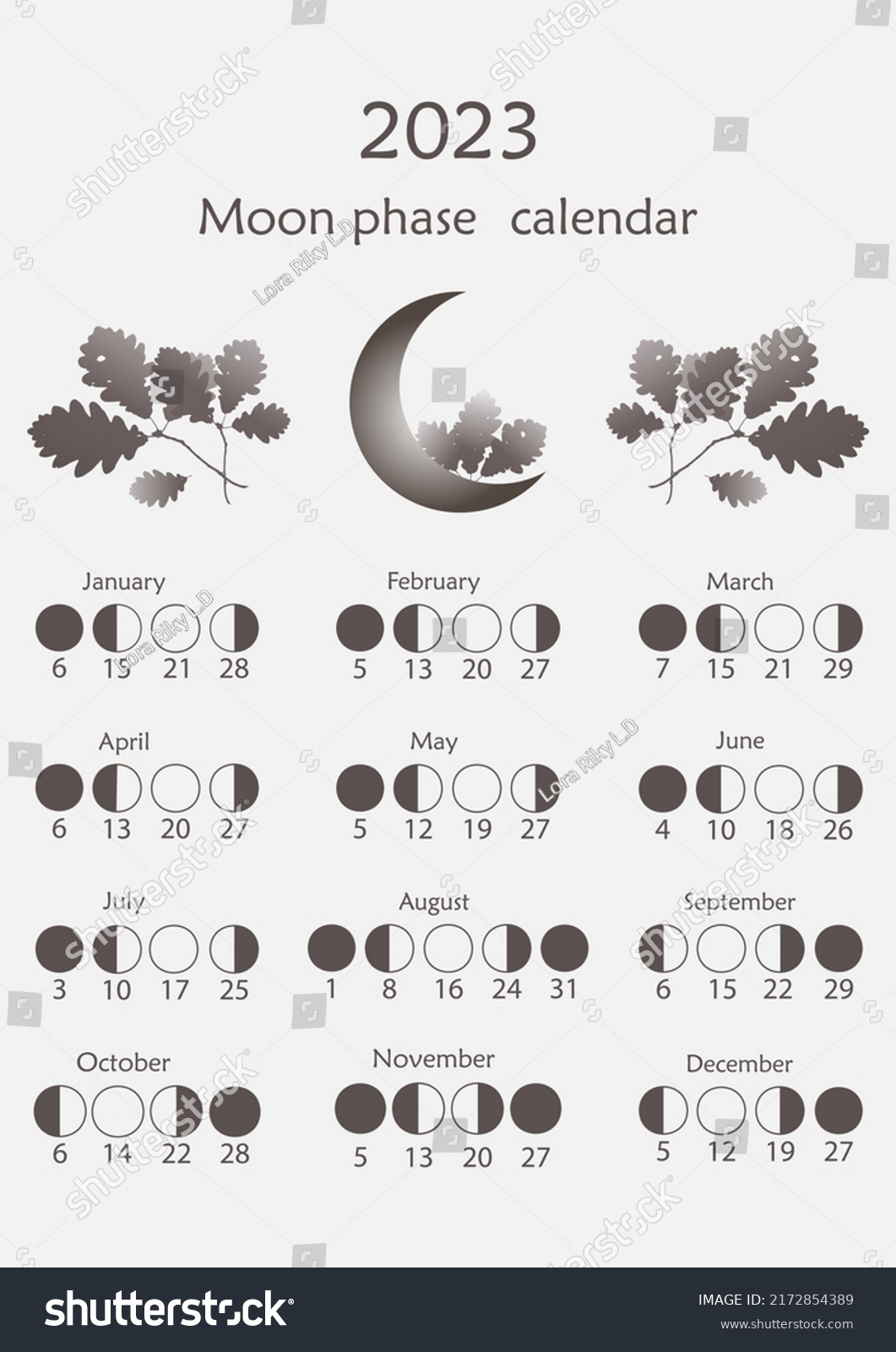 Lunar Phase Chart Cycles Lunar Calendar Stock Vector (Royalty Free ...