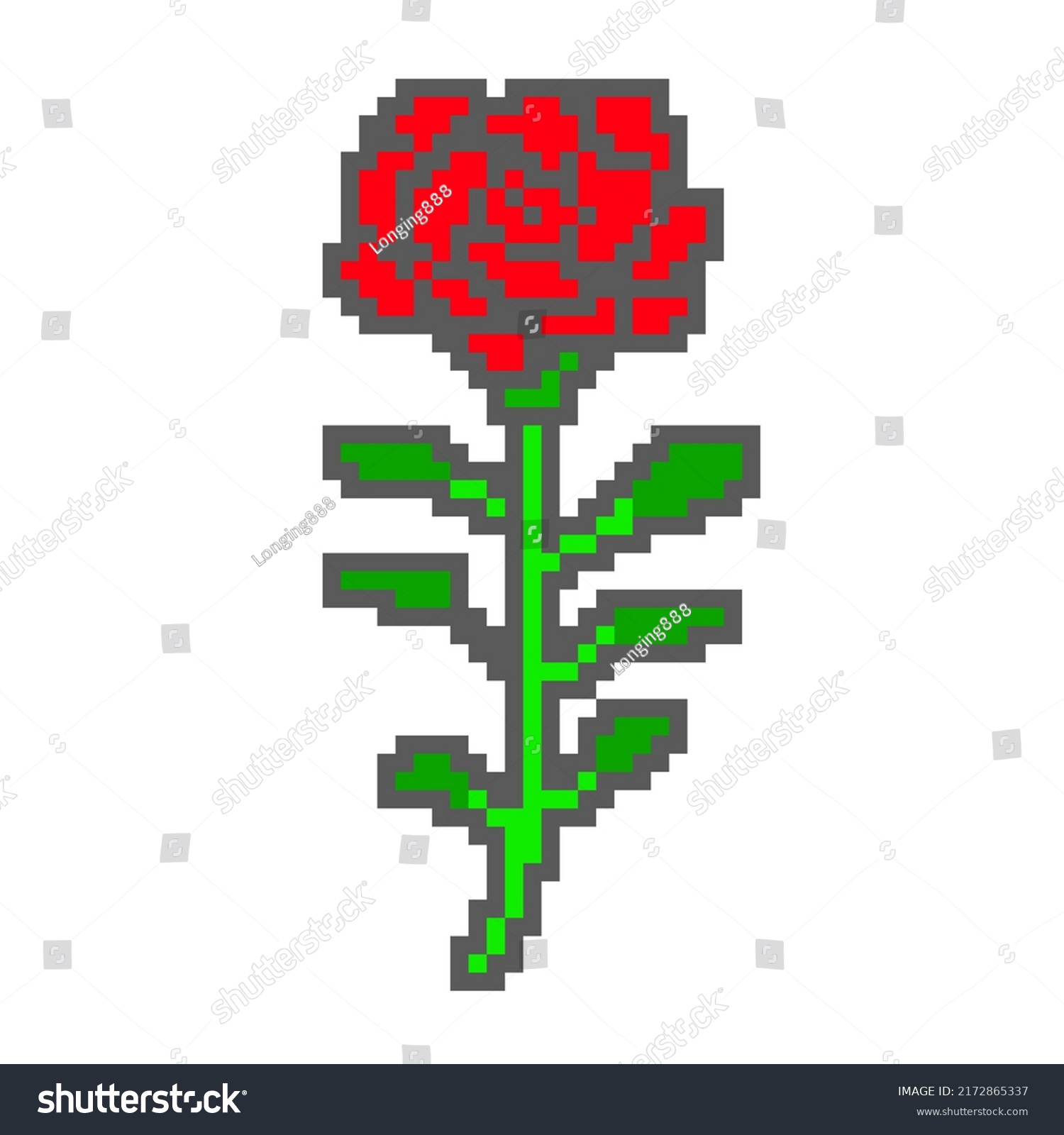 Illustration Red Roses Pixel Art Stock Illustration 2172865337 ...