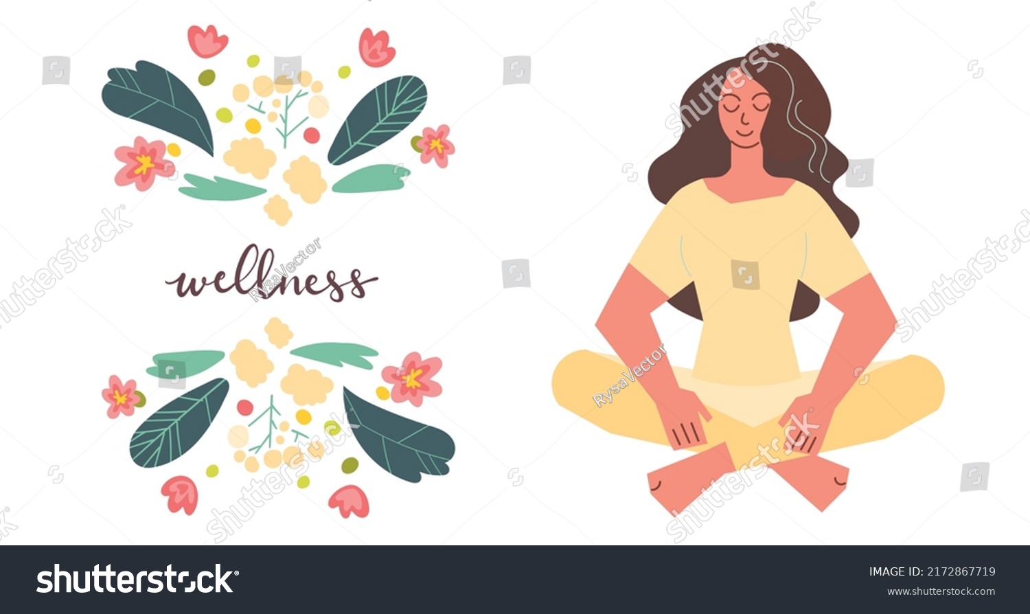 Wellness Handwritten Lettering Card Concept Vector Stock Vector ...