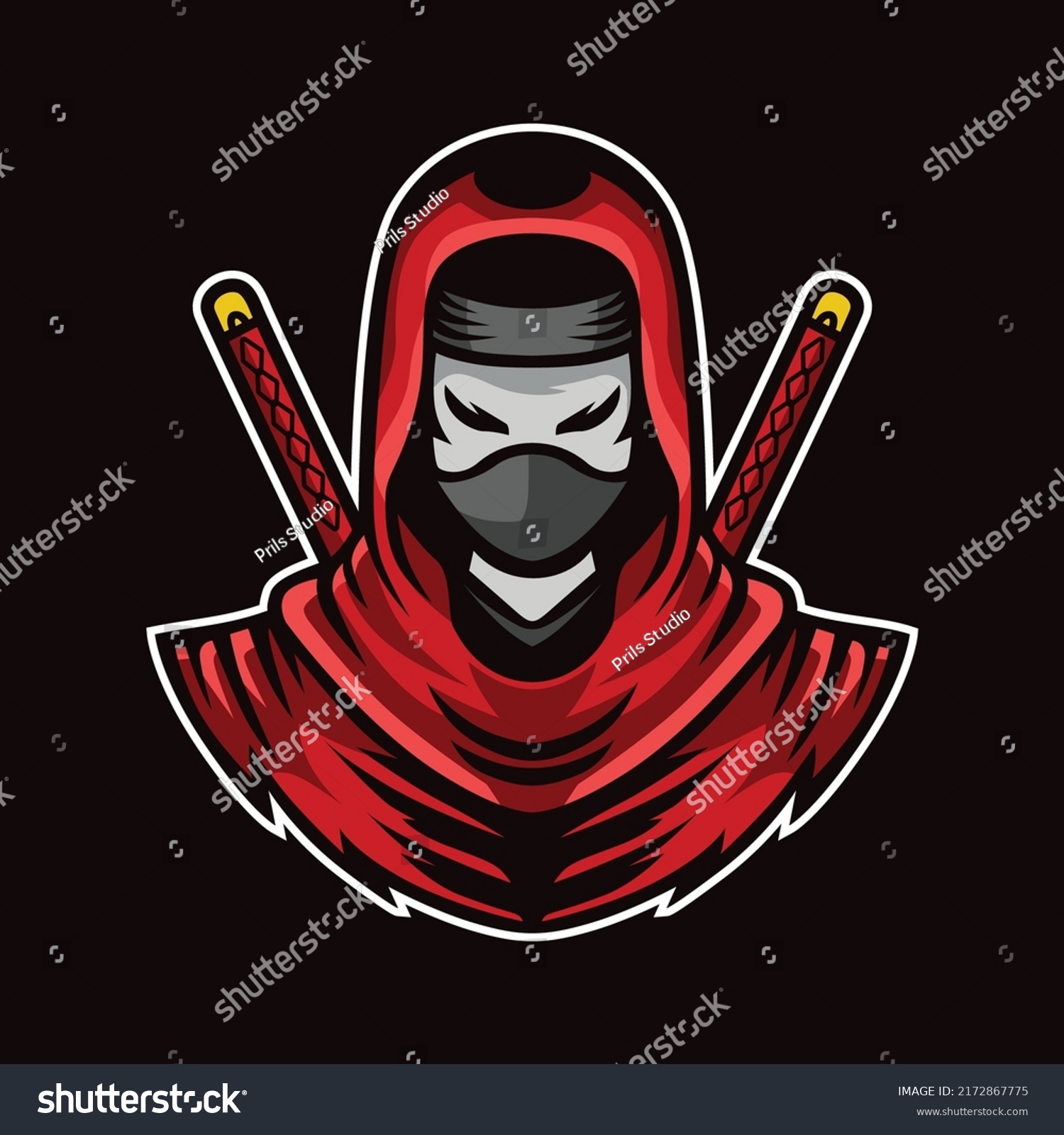 Red Ninja Mask Mascot Illustration Stock Vector (Royalty Free ...