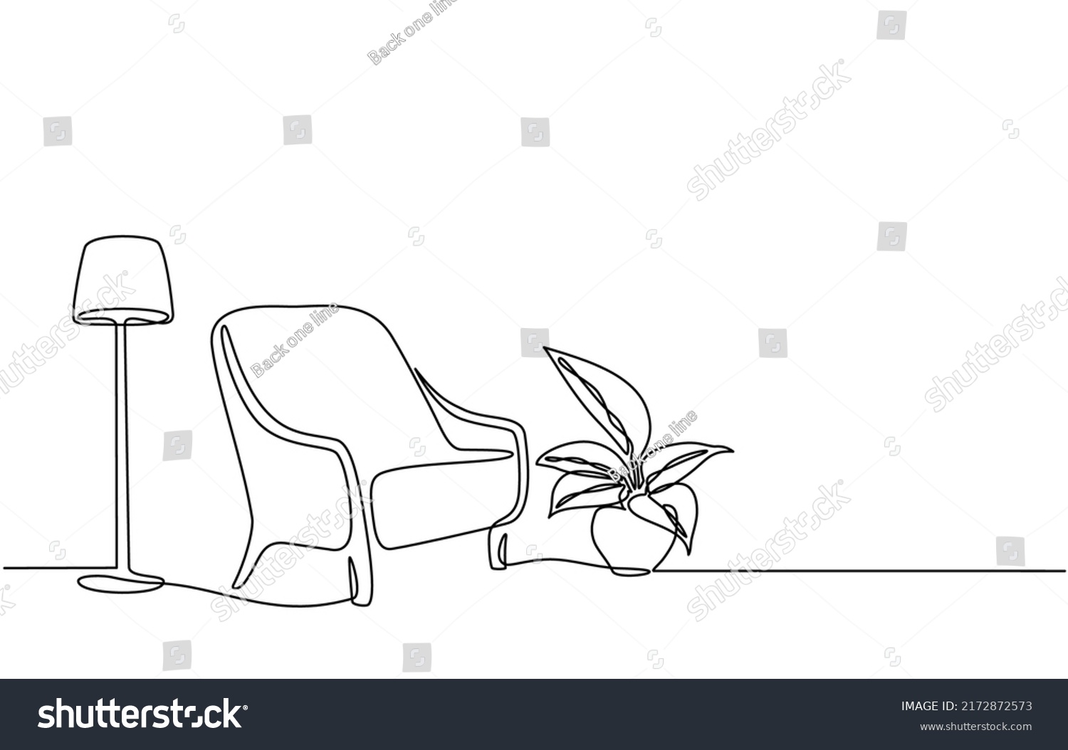 Continuous Line Drawing Furniture Living Room Stock Vector (Royalty ...