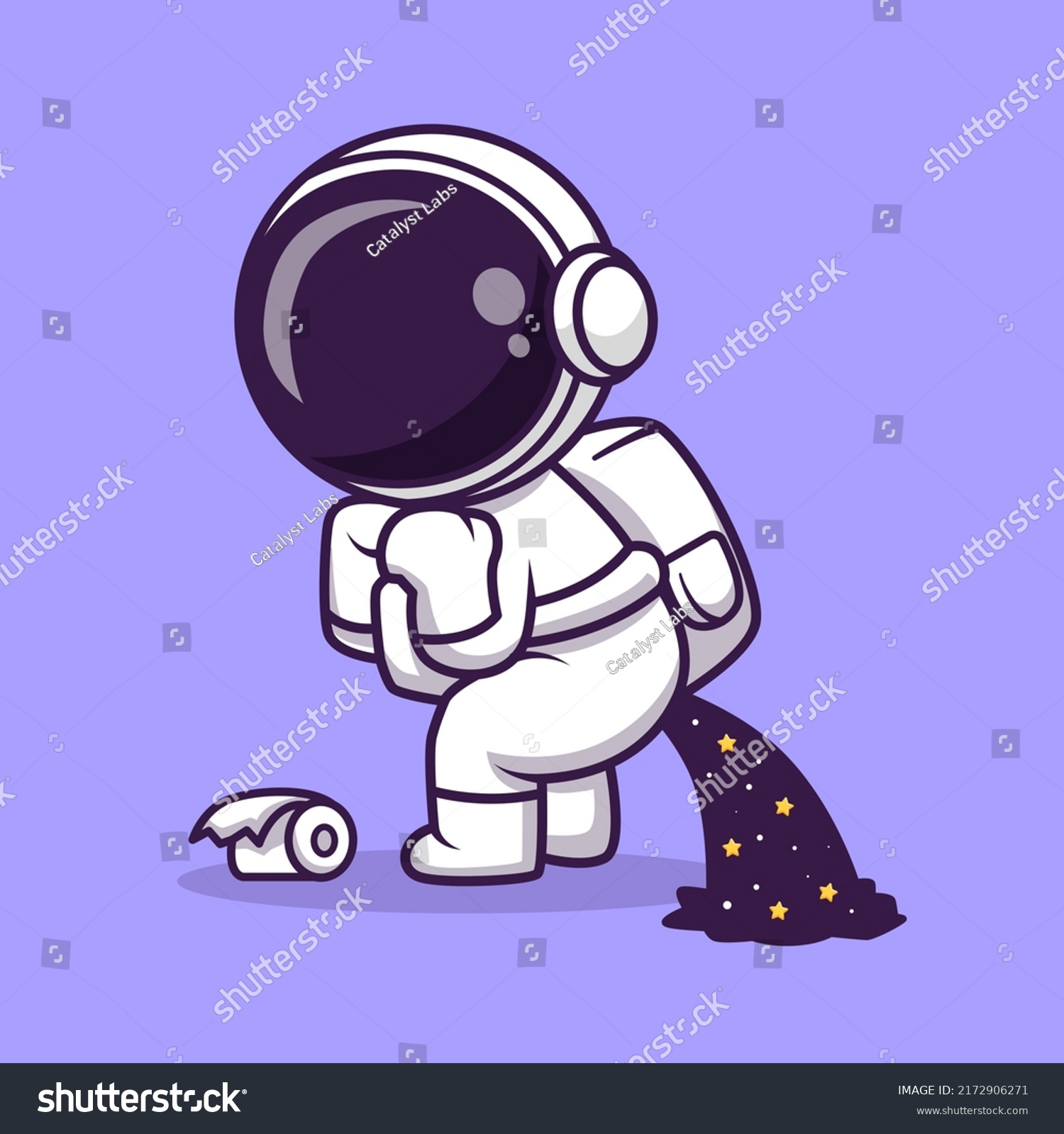 Cute Astronaut Pooping Space Cartoon Vector Stock Vector (Royalty Free ...