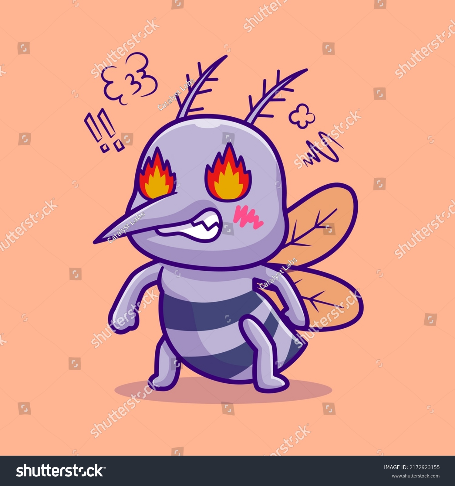 Cute Mosquito Angry Cartoon Vector Icon Stock Vector Royalty Free 2172923155 Shutterstock 5118