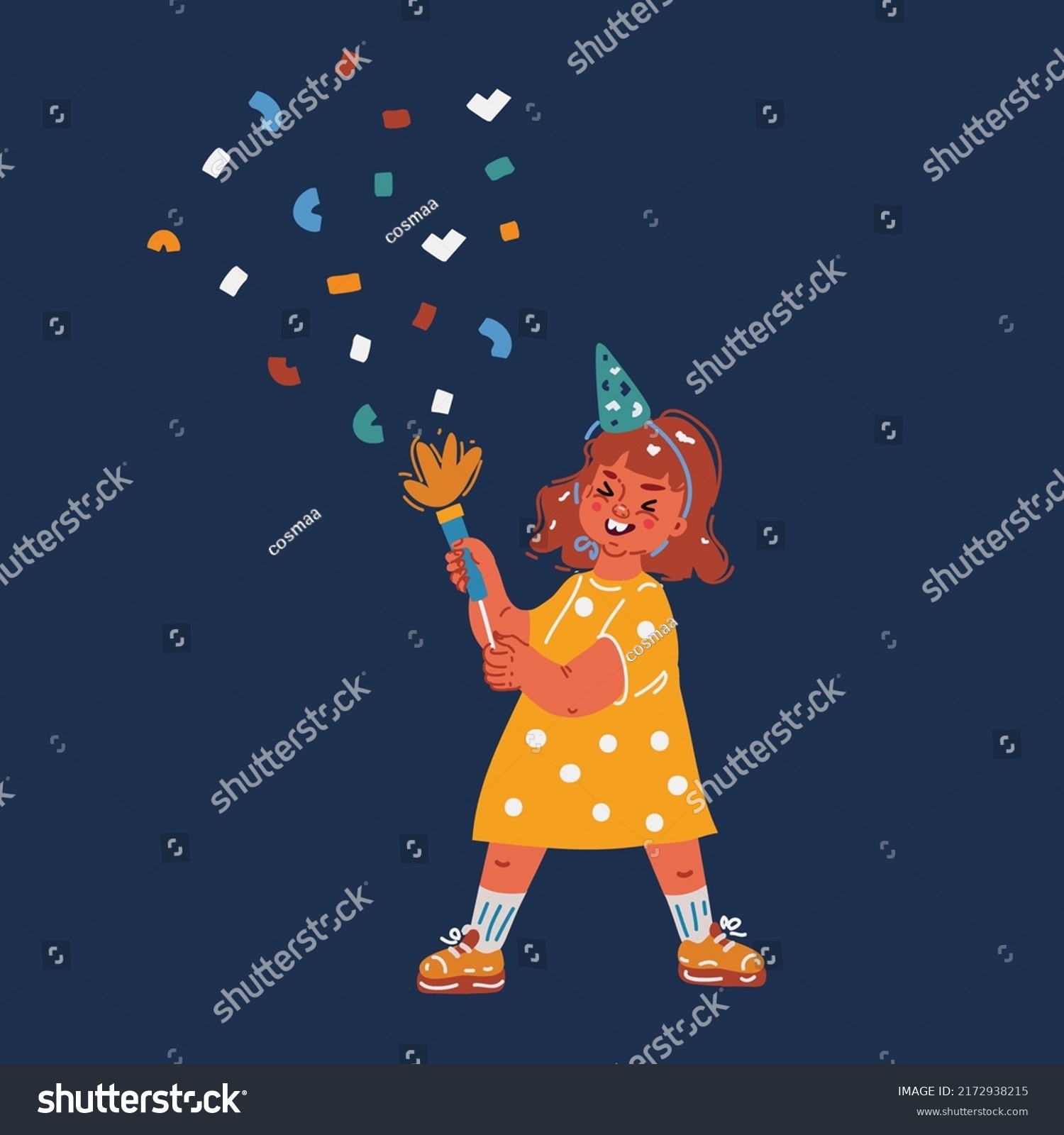 Cartoon Vector Illustration Girl Celebrate Over Stock Vector (Royalty ...